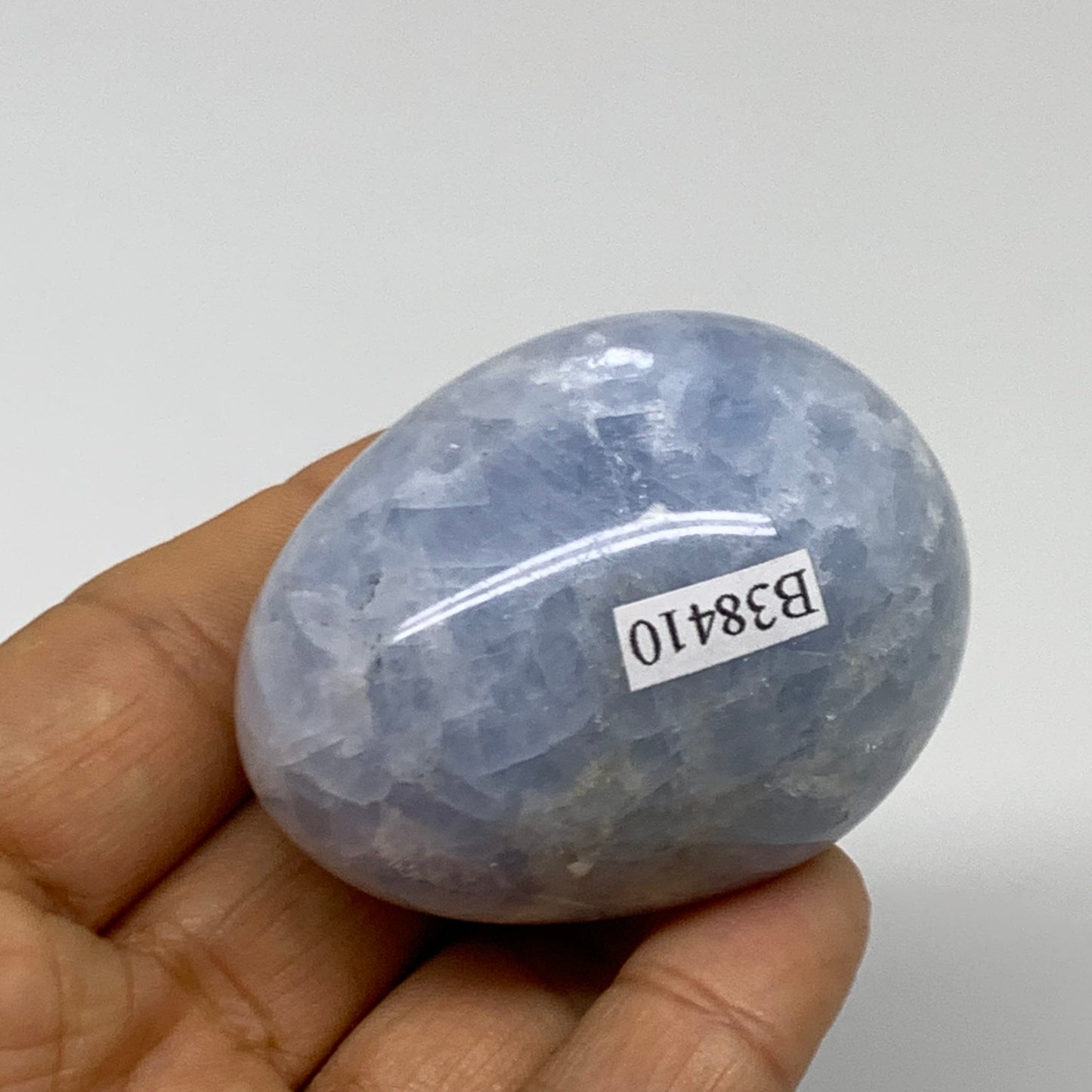 127g, 2.1"x1.6", Natural Blue Calcite Egg Polished Crystal @Madagascar, B38410
