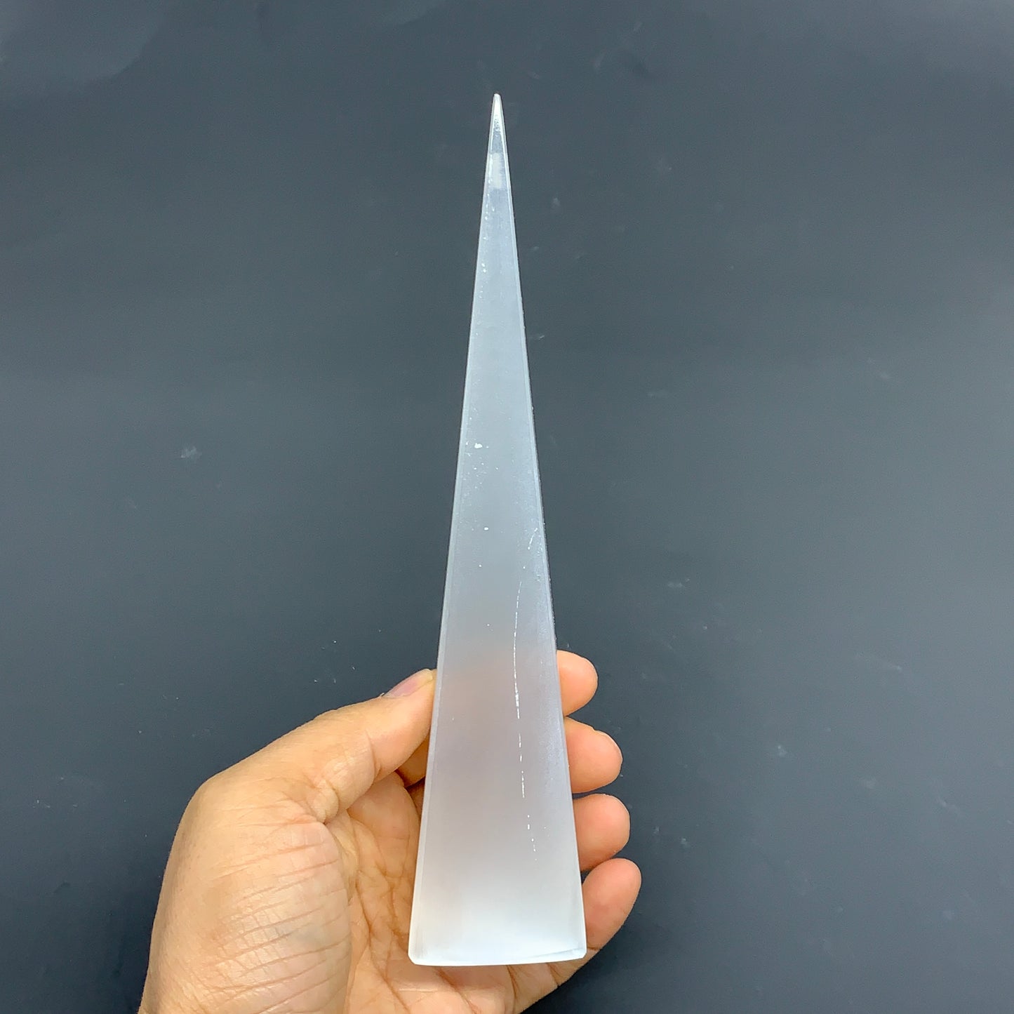 244.5g, 7.5"x1.6", Selenite (Satin Spar) Crystal Crystal Tower Point,B35947