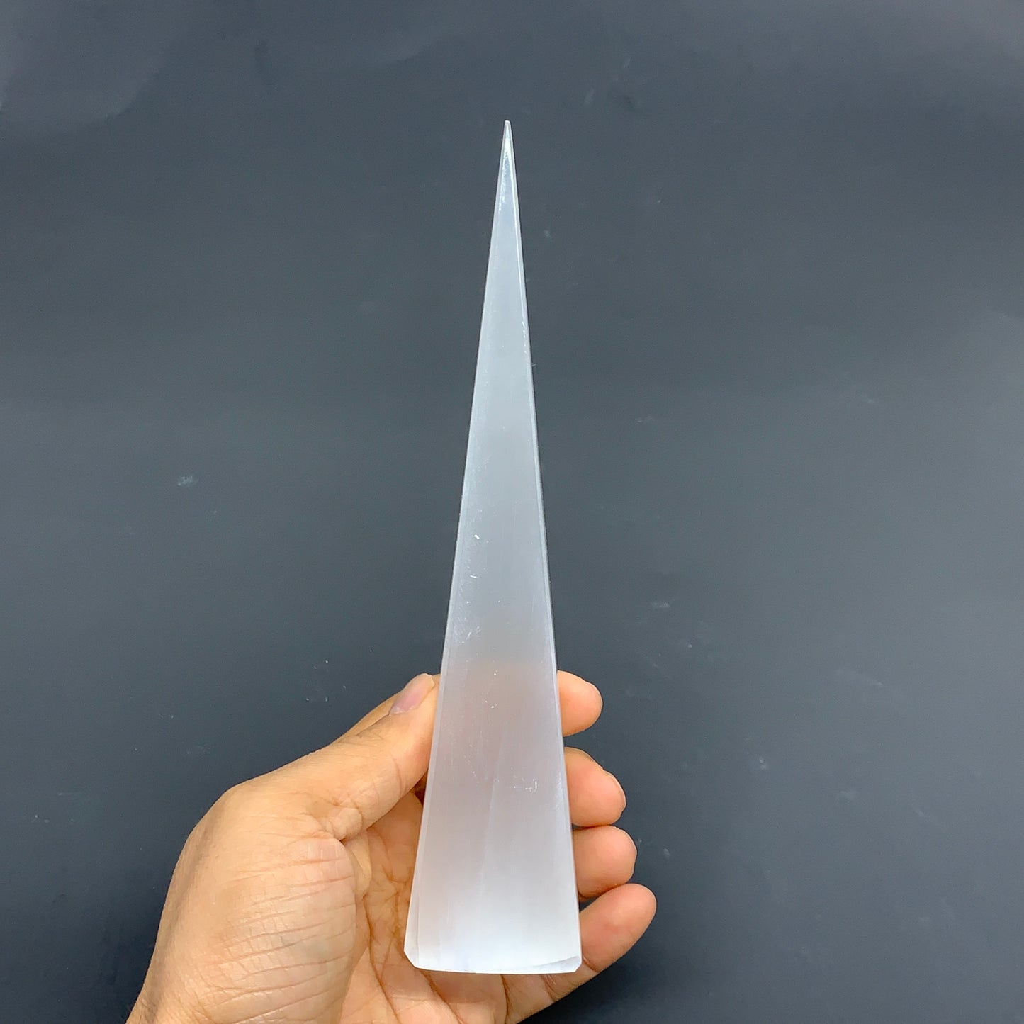 244.5g, 7.5"x1.6", Selenite (Satin Spar) Crystal Crystal Tower Point,B35947