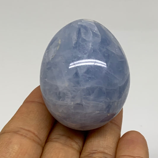 109.9g, 2"x1.6", Natural Blue Calcite Egg Polished Crystal @Madagascar, B38411