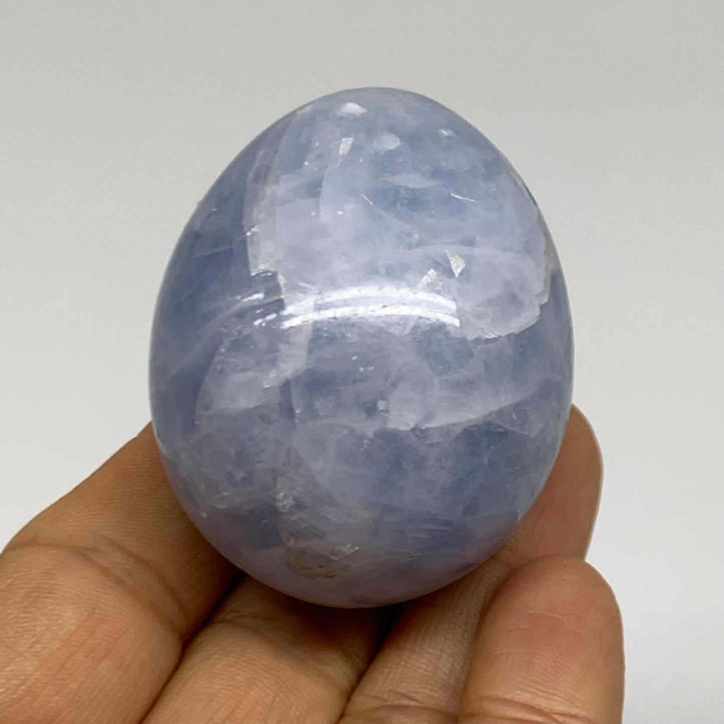 109.9g, 2"x1.6", Natural Blue Calcite Egg Polished Crystal @Madagascar, B38411