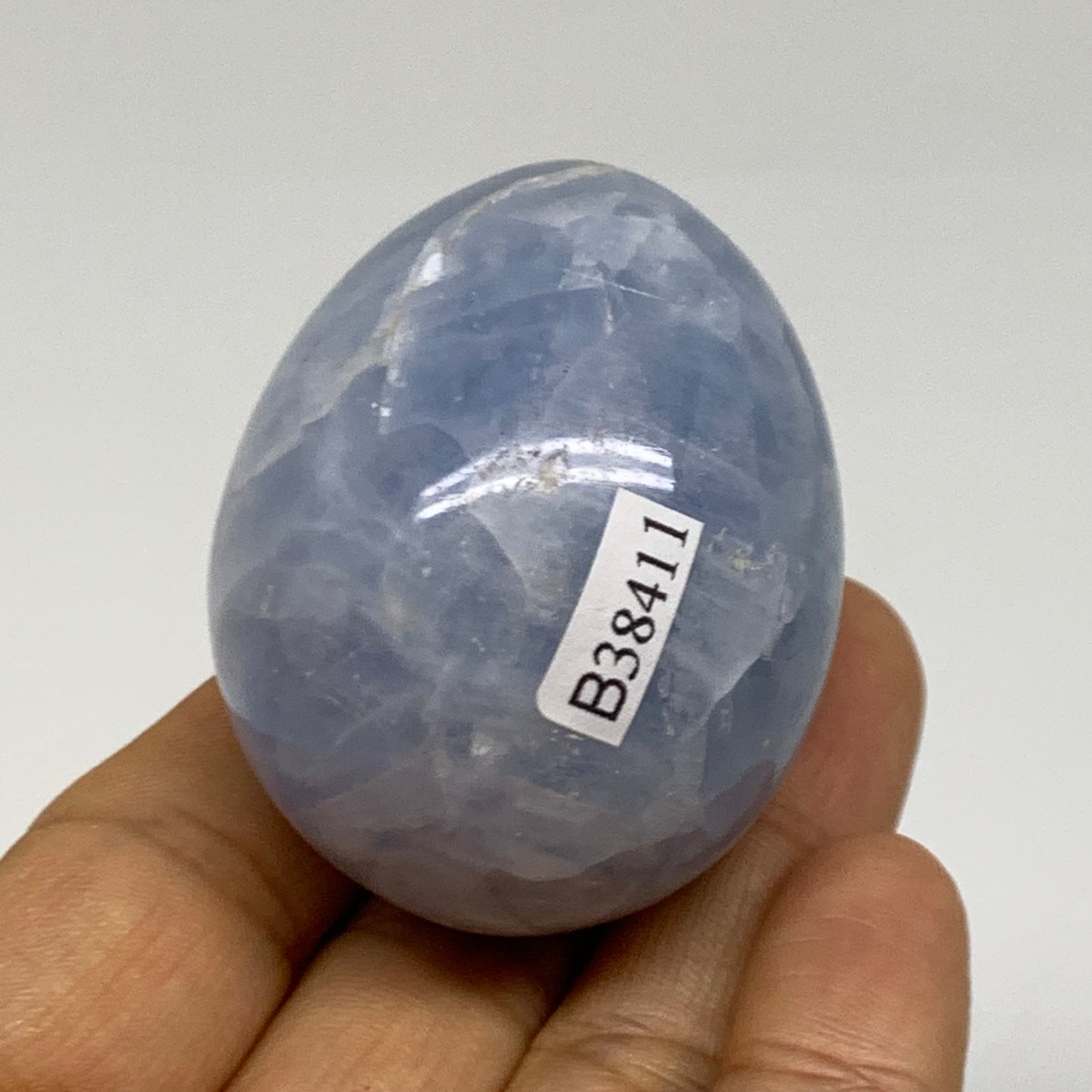 109.9g, 2"x1.6", Natural Blue Calcite Egg Polished Crystal @Madagascar, B38411