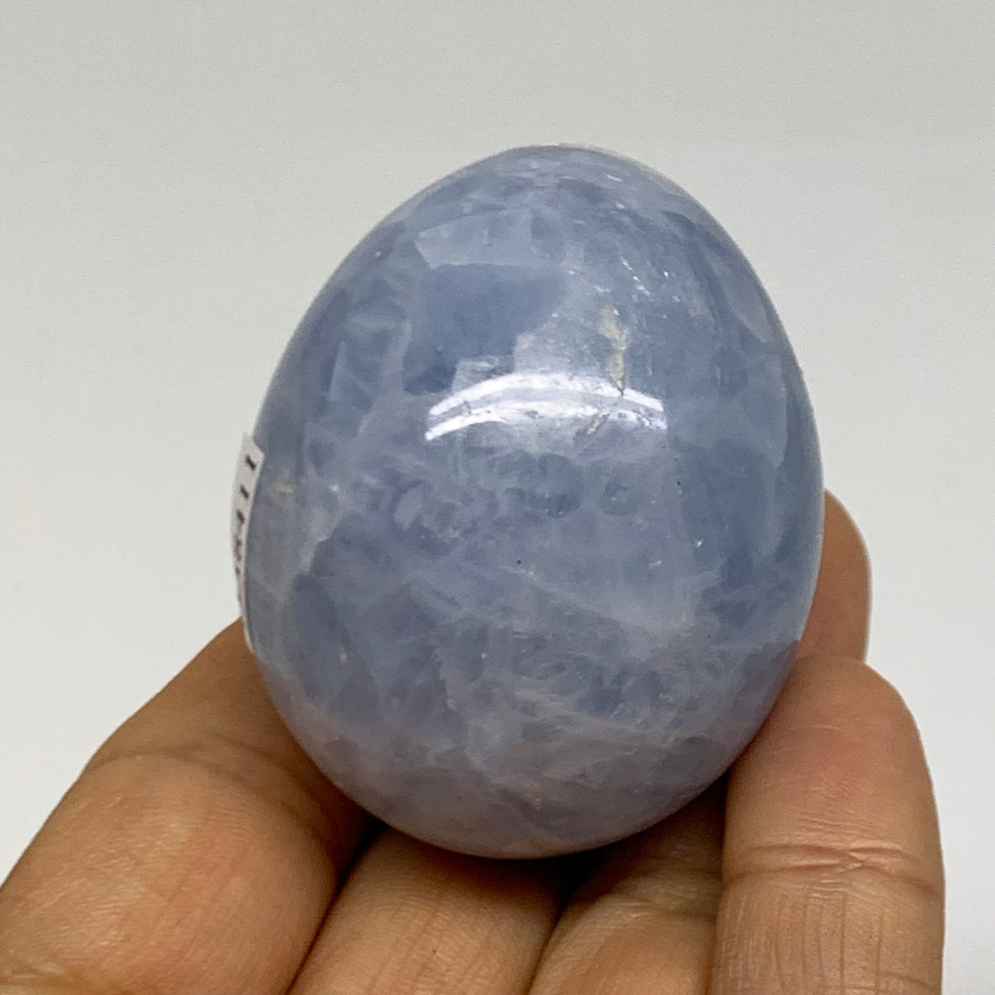 109.9g, 2"x1.6", Natural Blue Calcite Egg Polished Crystal @Madagascar, B38411
