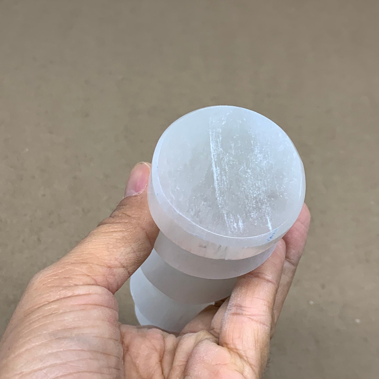 0.94 lbs.,7.25"x1.9", Selenite Spiral Crystal Tower Wand Point, B36636