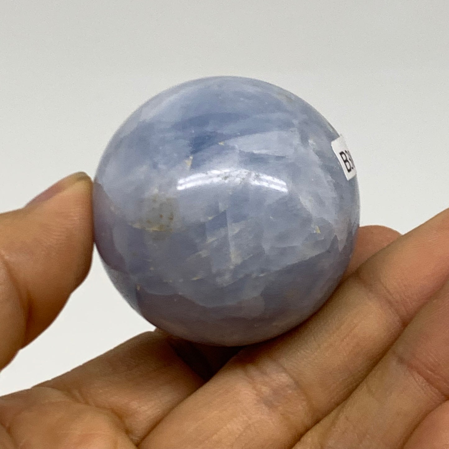 109.9g, 2"x1.6", Natural Blue Calcite Egg Polished Crystal @Madagascar, B38411