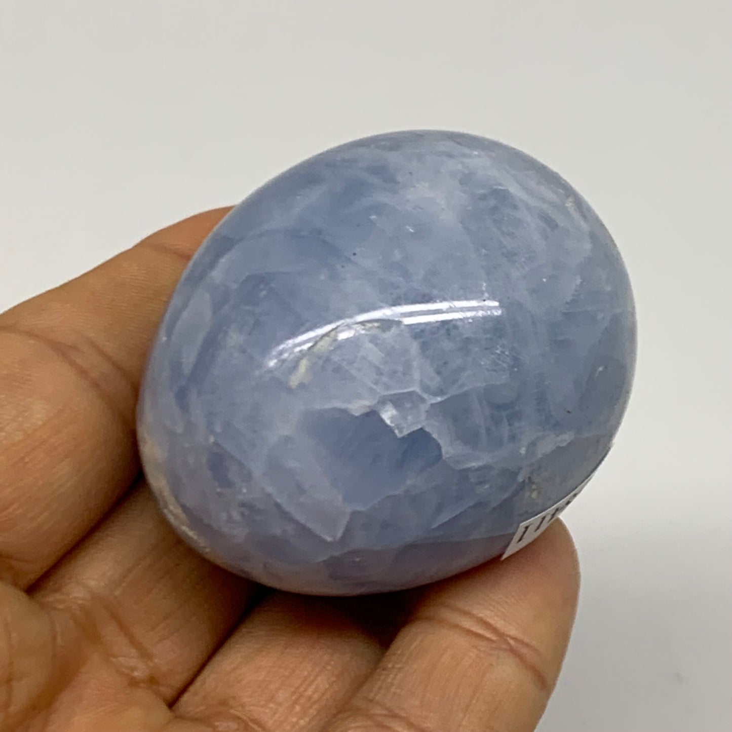 109.9g, 2"x1.6", Natural Blue Calcite Egg Polished Crystal @Madagascar, B38411