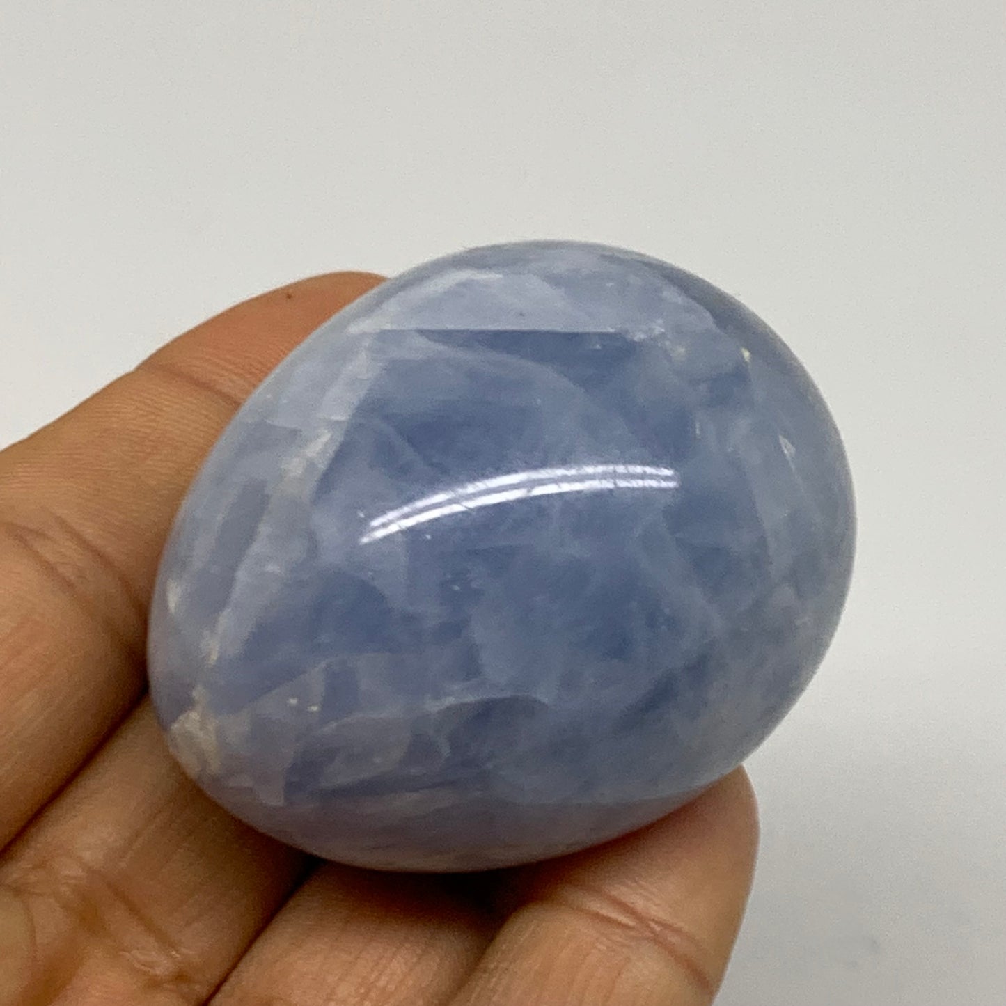 109.9g, 2"x1.6", Natural Blue Calcite Egg Polished Crystal @Madagascar, B38411
