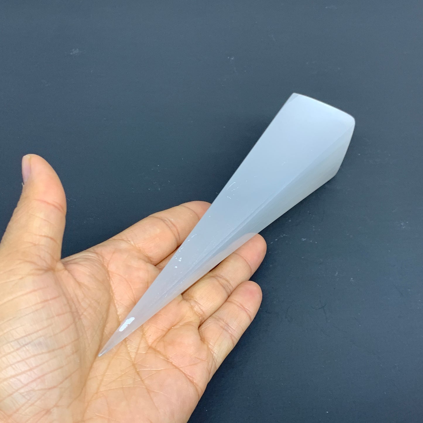 244.5g, 7.5"x1.6", Selenite (Satin Spar) Crystal Crystal Tower Point,B35947