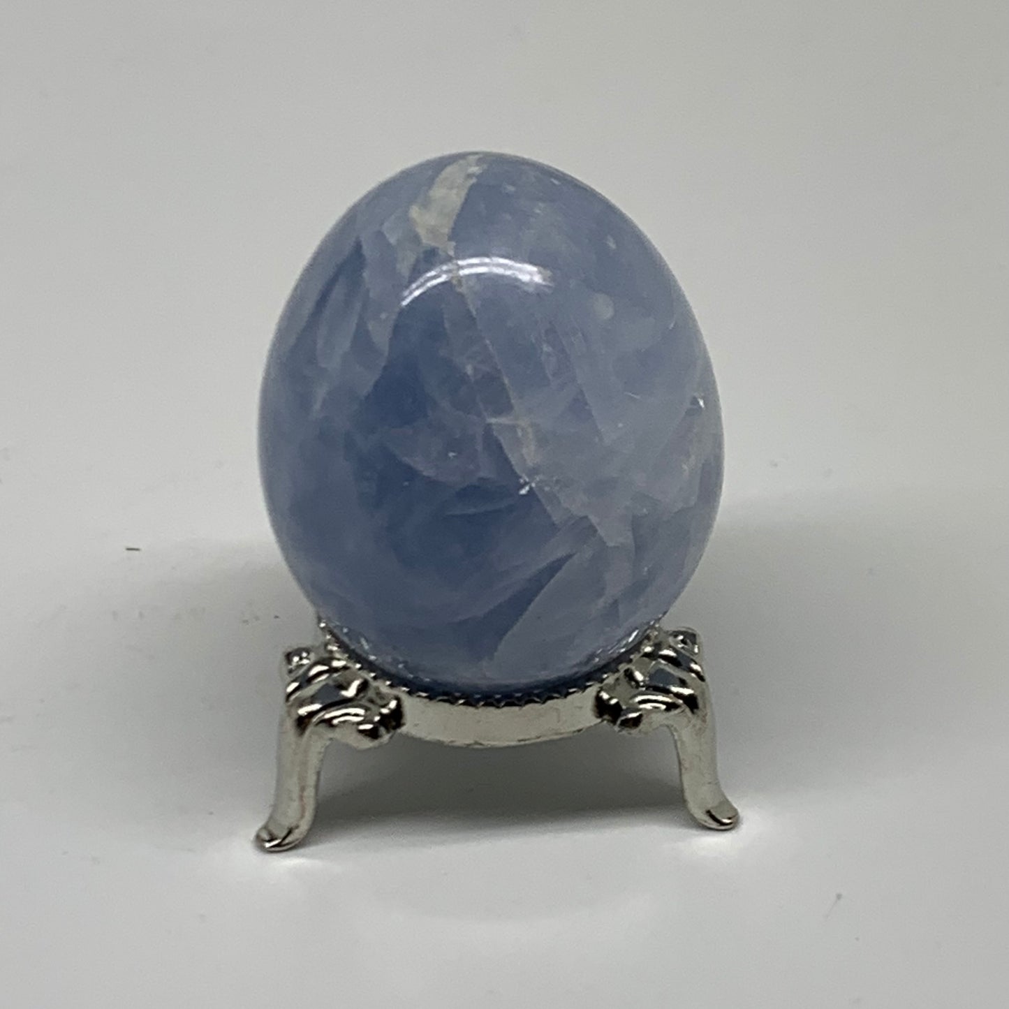 109.9g, 2"x1.6", Natural Blue Calcite Egg Polished Crystal @Madagascar, B38411