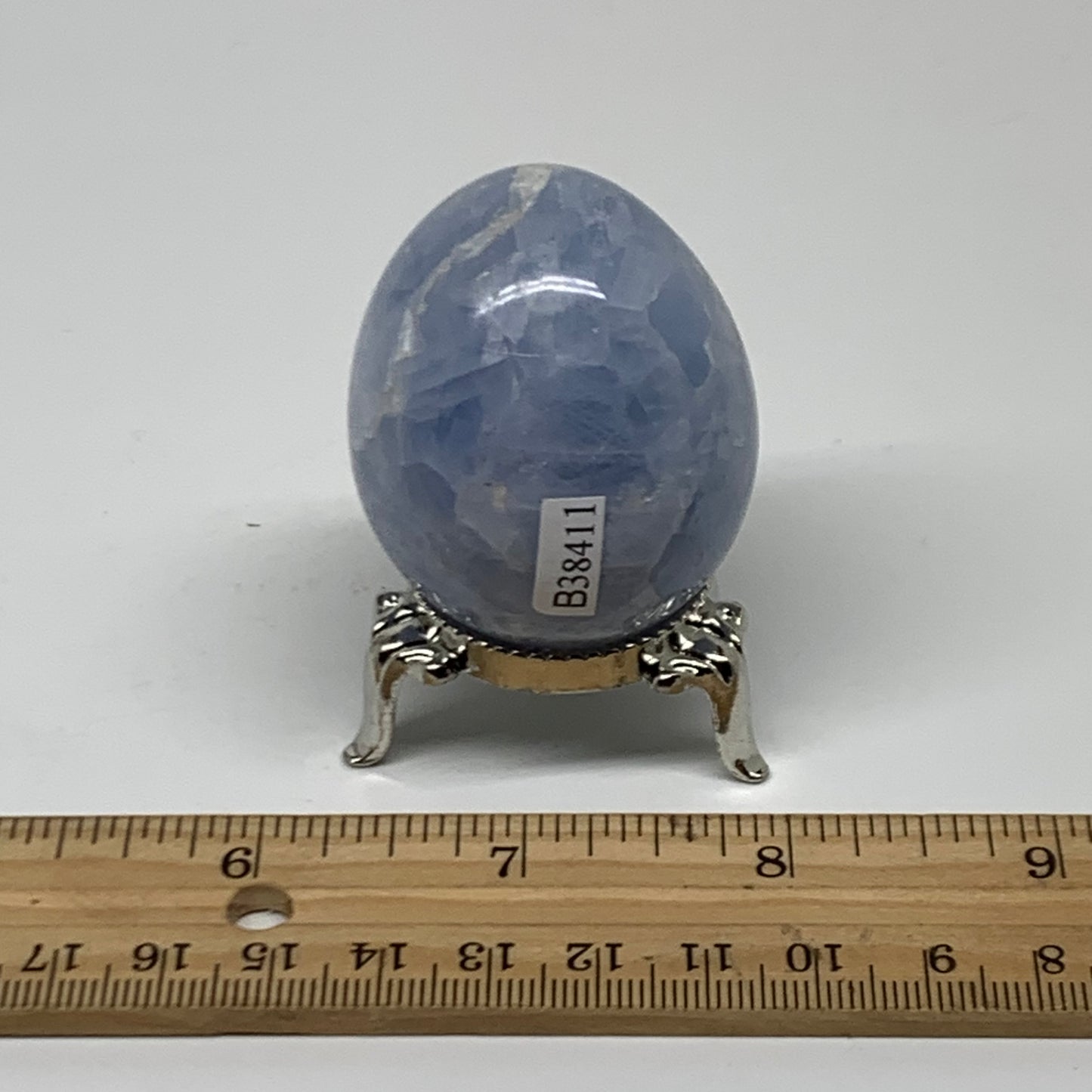 109.9g, 2"x1.6", Natural Blue Calcite Egg Polished Crystal @Madagascar, B38411