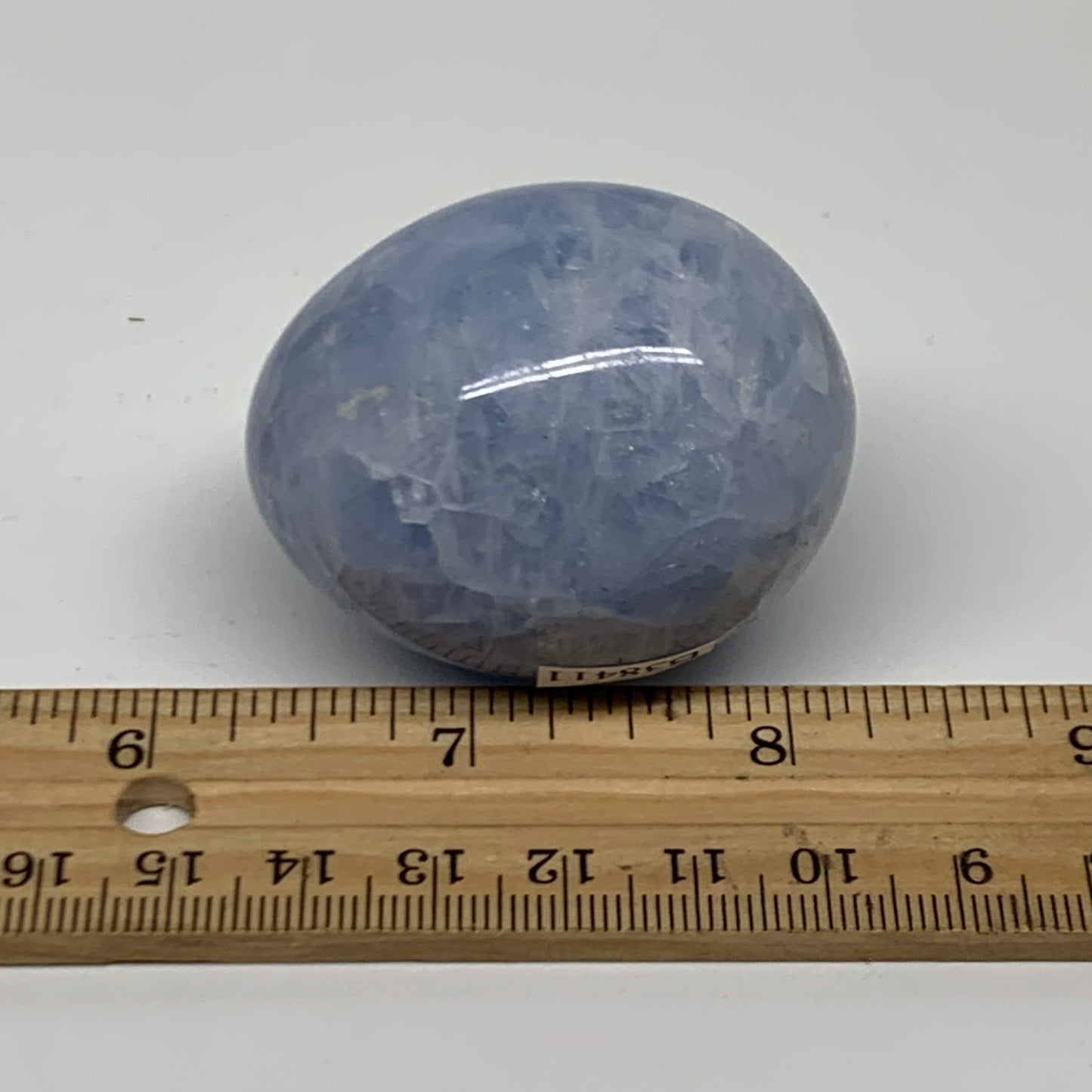 109.9g, 2"x1.6", Natural Blue Calcite Egg Polished Crystal @Madagascar, B38411
