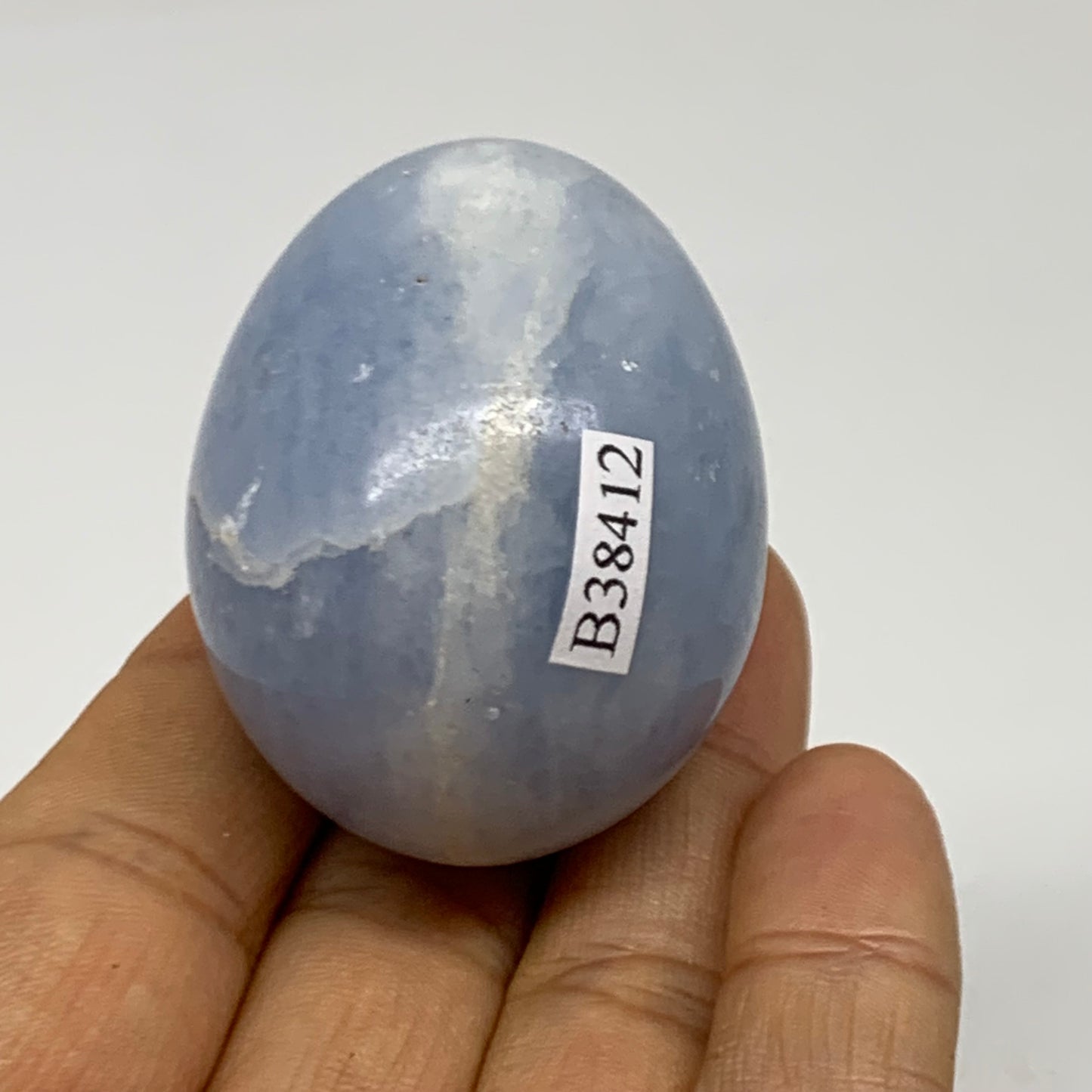 93.4g, 1.8"x1.5", Natural Blue Calcite Egg Polished Crystal @Madagascar, B38412