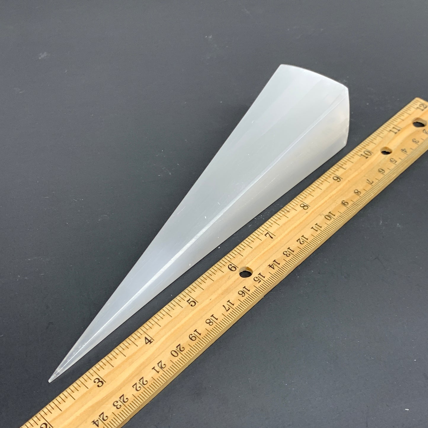 244.5g, 7.5"x1.6", Selenite (Satin Spar) Crystal Crystal Tower Point,B35947