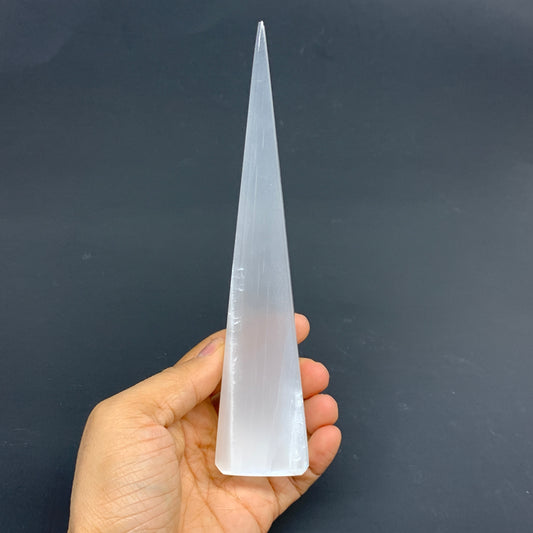 232g, 7.1"x1.5", Selenite (Satin Spar) Crystal Crystal Tower Point,B35948
