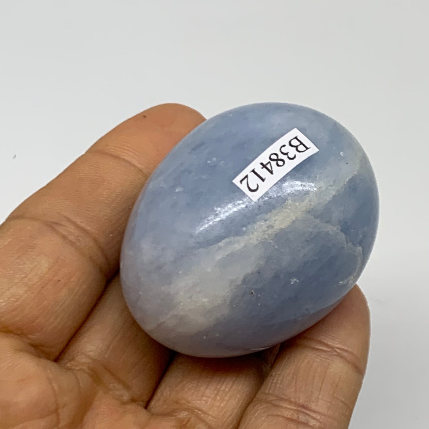 93.4g, 1.8"x1.5", Natural Blue Calcite Egg Polished Crystal @Madagascar, B38412