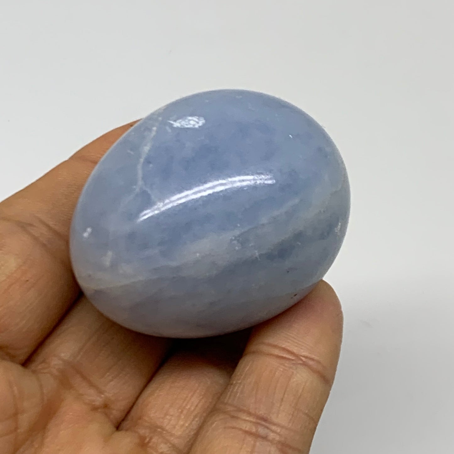 93.4g, 1.8"x1.5", Natural Blue Calcite Egg Polished Crystal @Madagascar, B38412