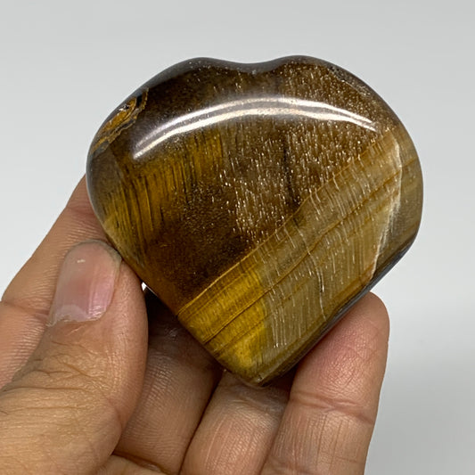84.7g, 2.1"x2.1"x0.8", Tiger's Eye Heart Polished Healing Crystal @India, B33887