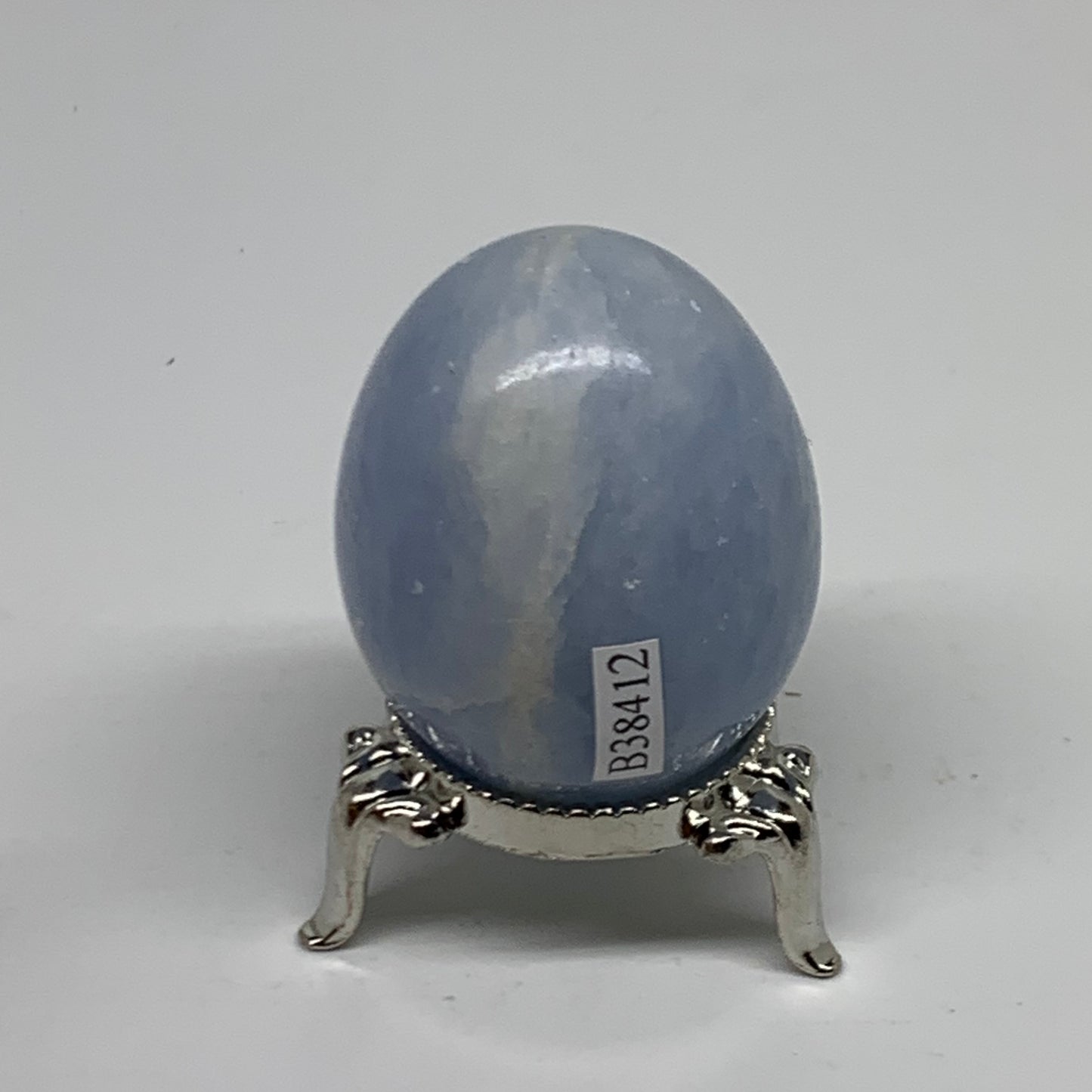 93.4g, 1.8"x1.5", Natural Blue Calcite Egg Polished Crystal @Madagascar, B38412