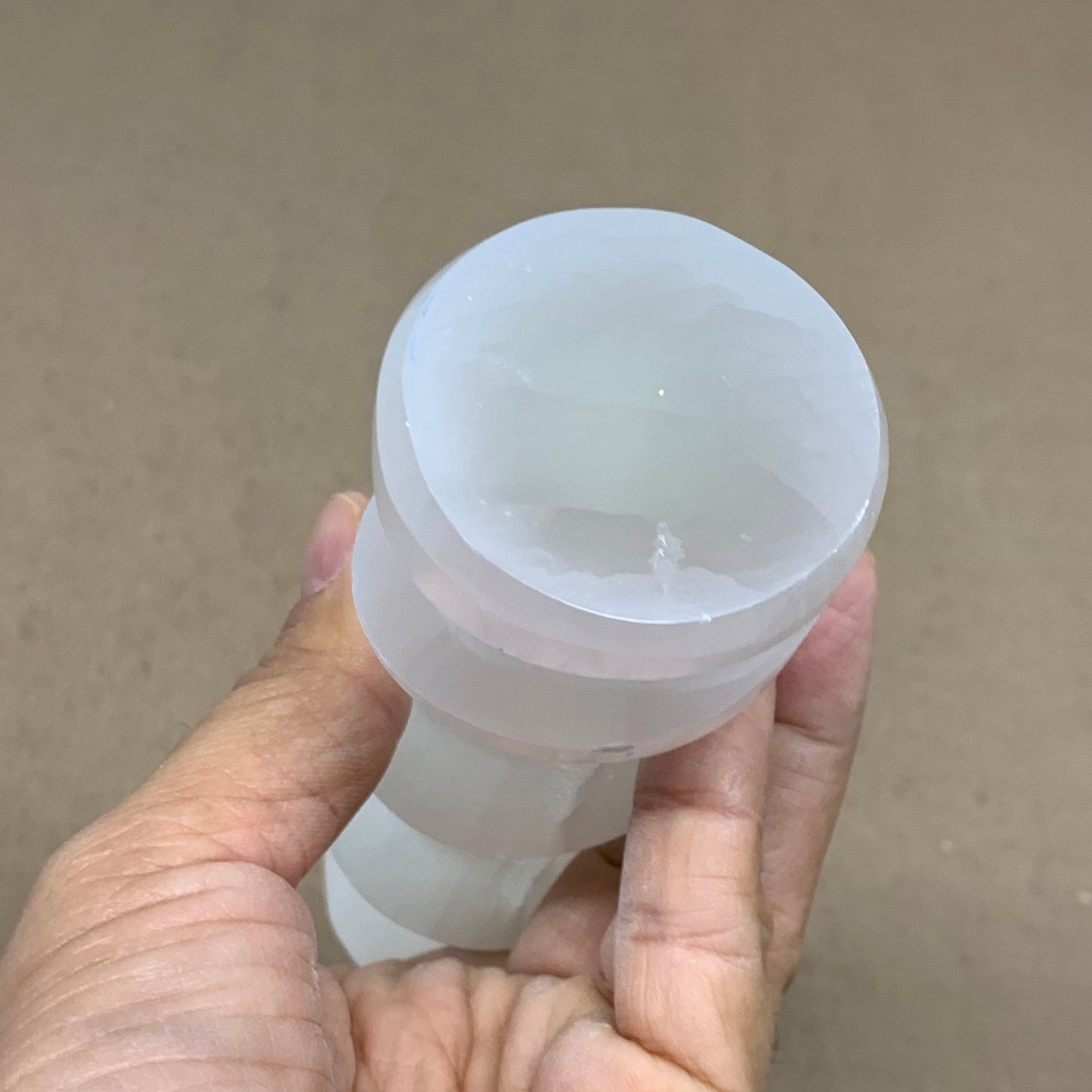 0.99 lbs.,7.25"x1.9", Selenite Spiral Crystal Tower Wand Point, B36638