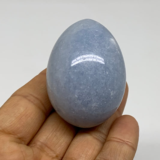 99.9g, 2"x1.4", Natural Blue Calcite Egg Polished Crystal @Madagascar, B38413