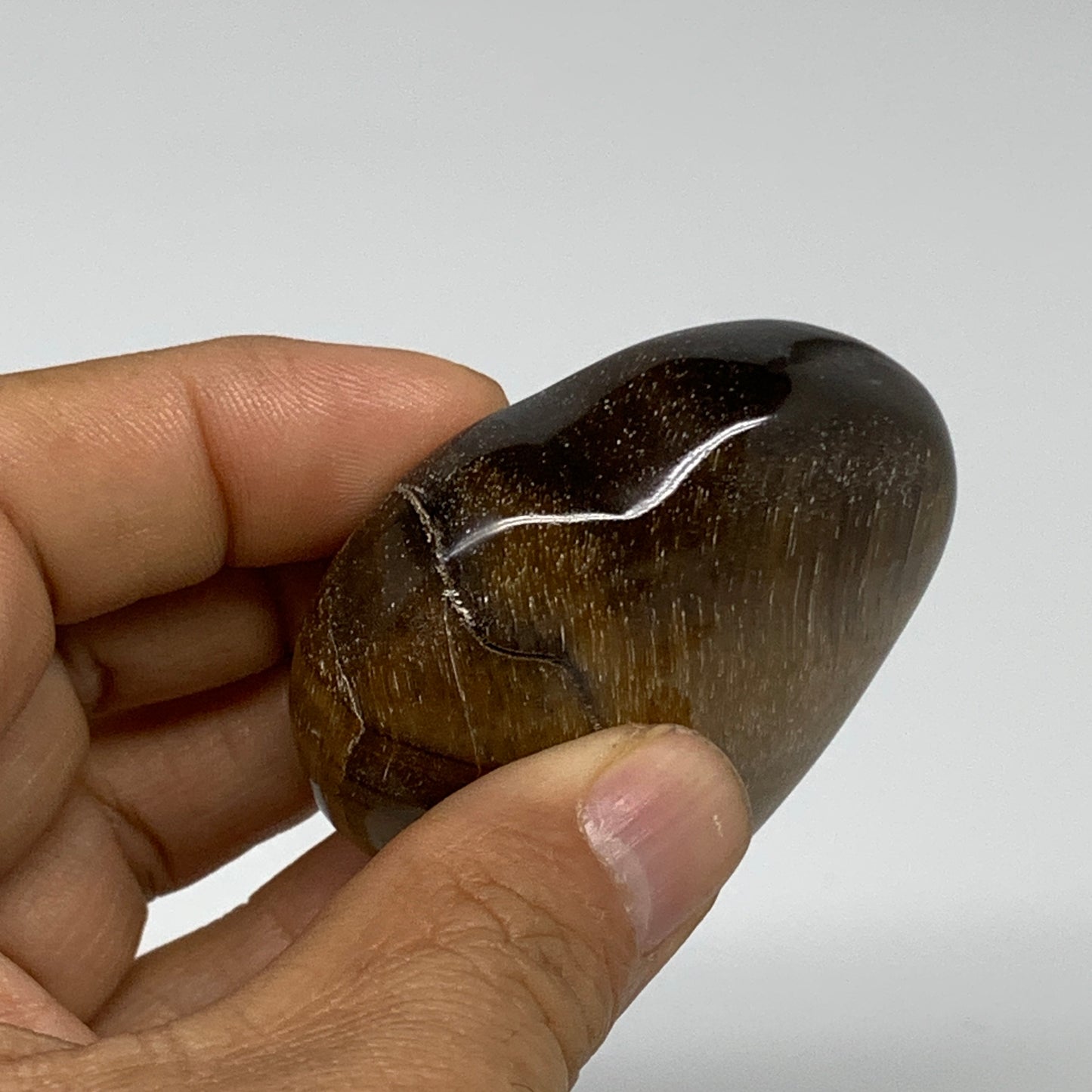 84.7g, 2.1"x2.1"x0.8", Tiger's Eye Heart Polished Healing Crystal @India, B33887