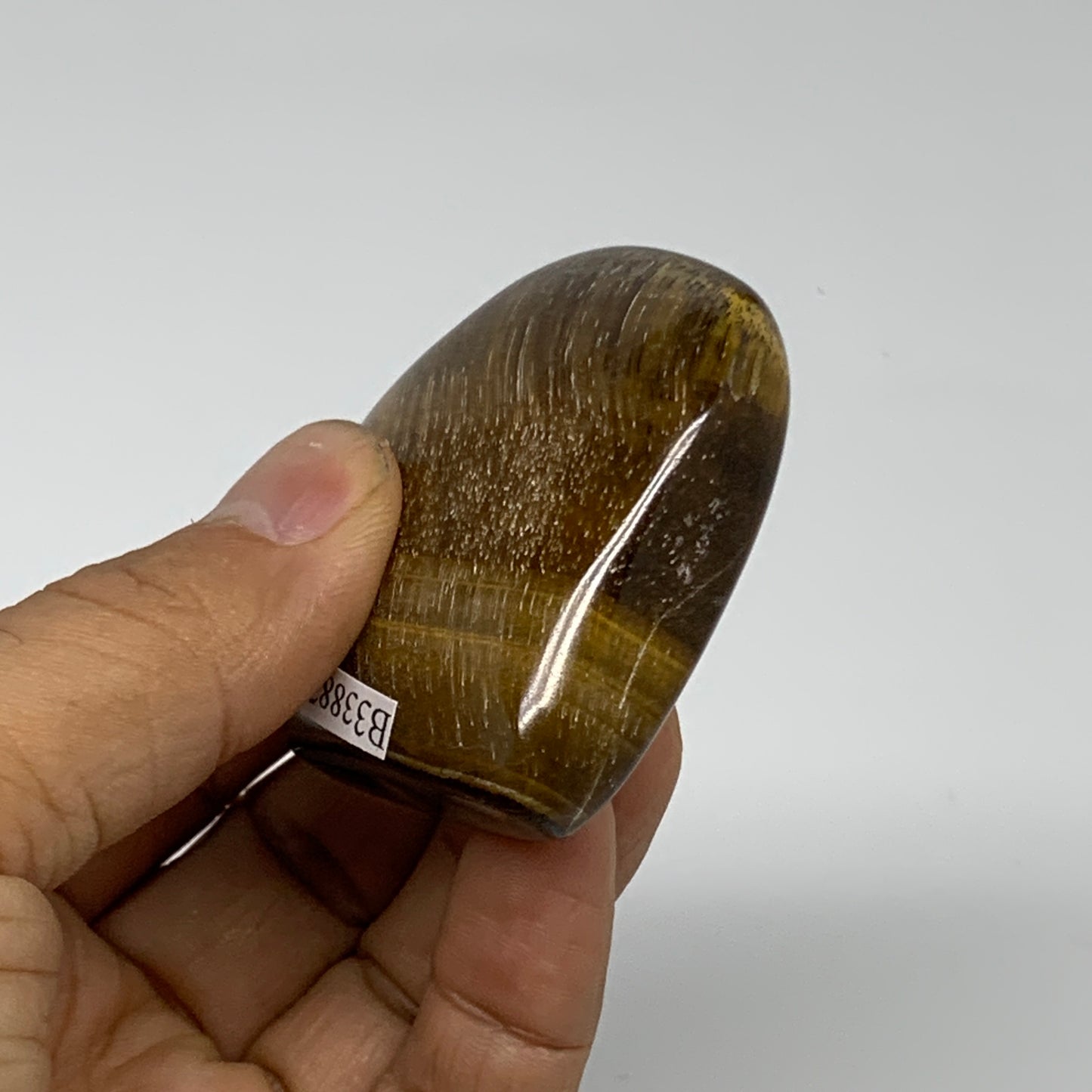 84.7g, 2.1"x2.1"x0.8", Tiger's Eye Heart Polished Healing Crystal @India, B33887