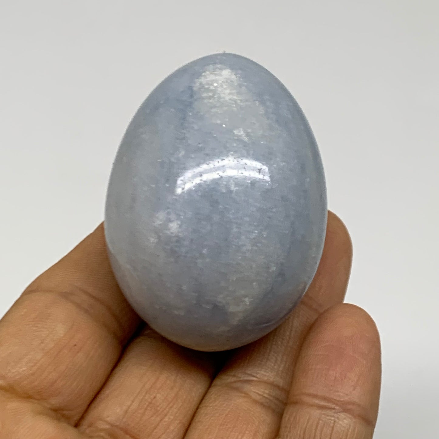 99.9g, 2"x1.4", Natural Blue Calcite Egg Polished Crystal @Madagascar, B38413