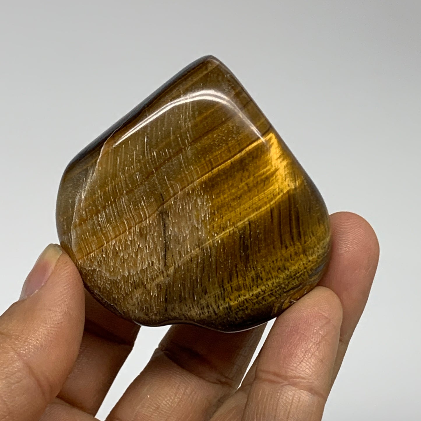 84.7g, 2.1"x2.1"x0.8", Tiger's Eye Heart Polished Healing Crystal @India, B33887