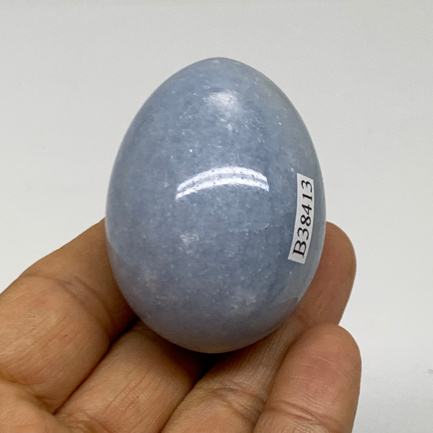99.9g, 2"x1.4", Natural Blue Calcite Egg Polished Crystal @Madagascar, B38413