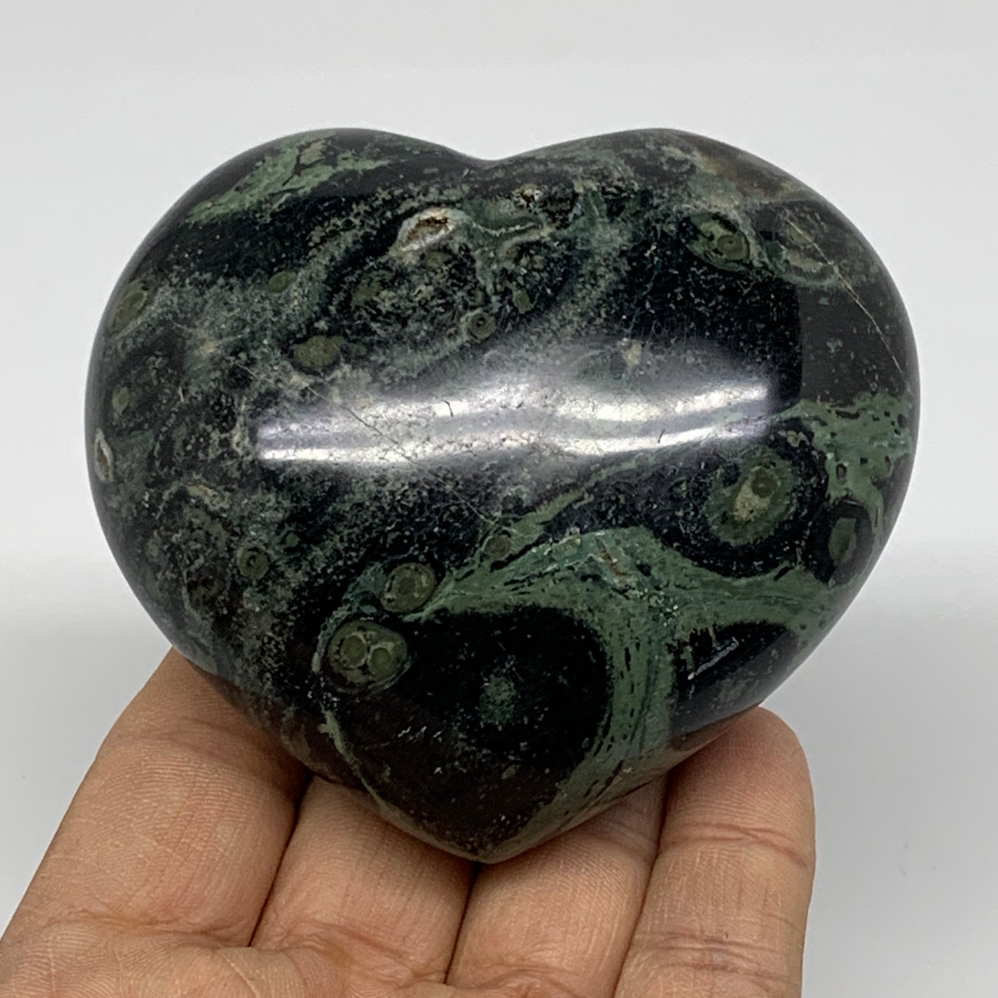 0.72 lbs, 2.8"x3.1"x1.6", Kambaba Jasper Heart Crocodile Polished Crystal, B3755