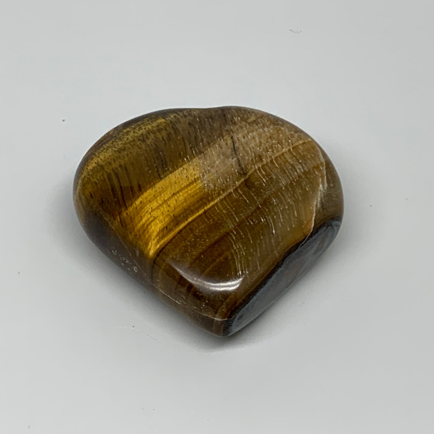 84.7g, 2.1"x2.1"x0.8", Tiger's Eye Heart Polished Healing Crystal @India, B33887