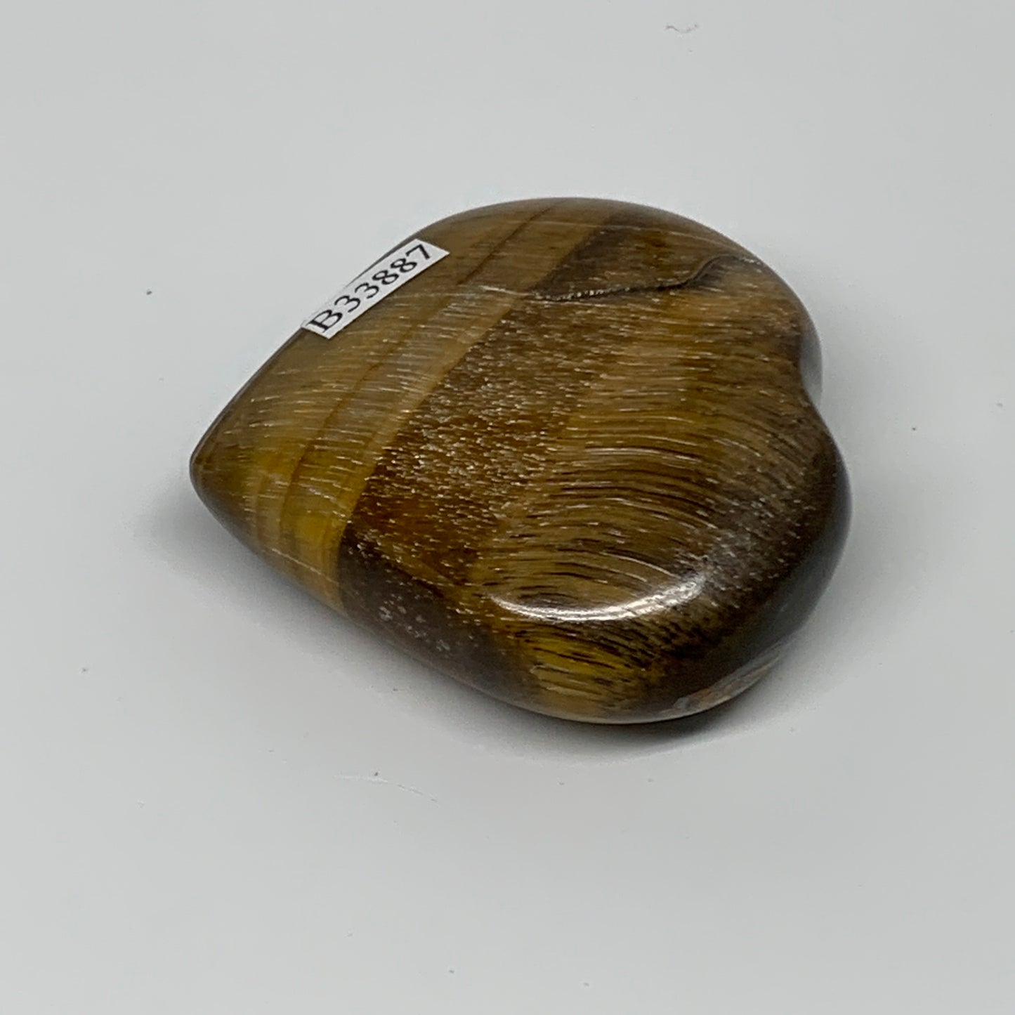 84.7g, 2.1"x2.1"x0.8", Tiger's Eye Heart Polished Healing Crystal @India, B33887
