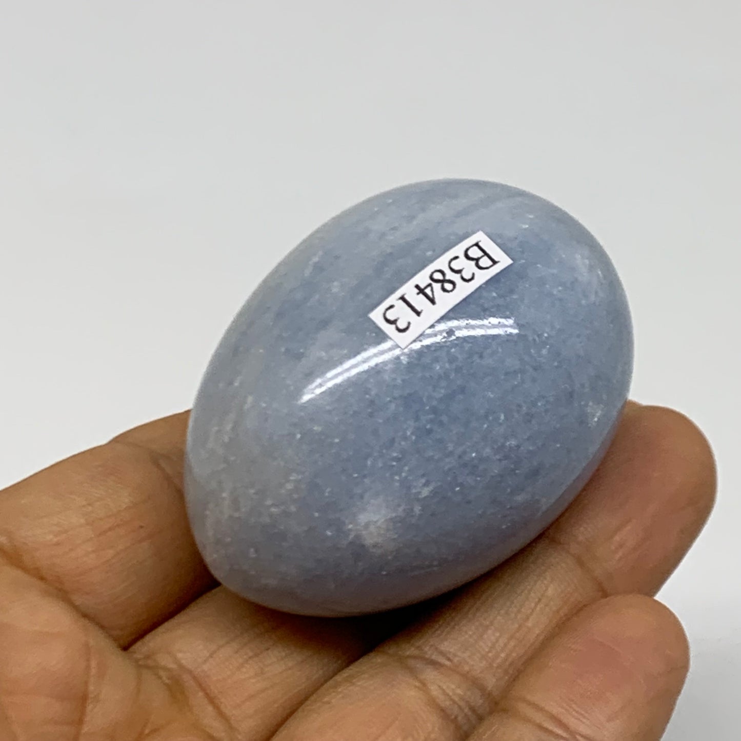 99.9g, 2"x1.4", Natural Blue Calcite Egg Polished Crystal @Madagascar, B38413