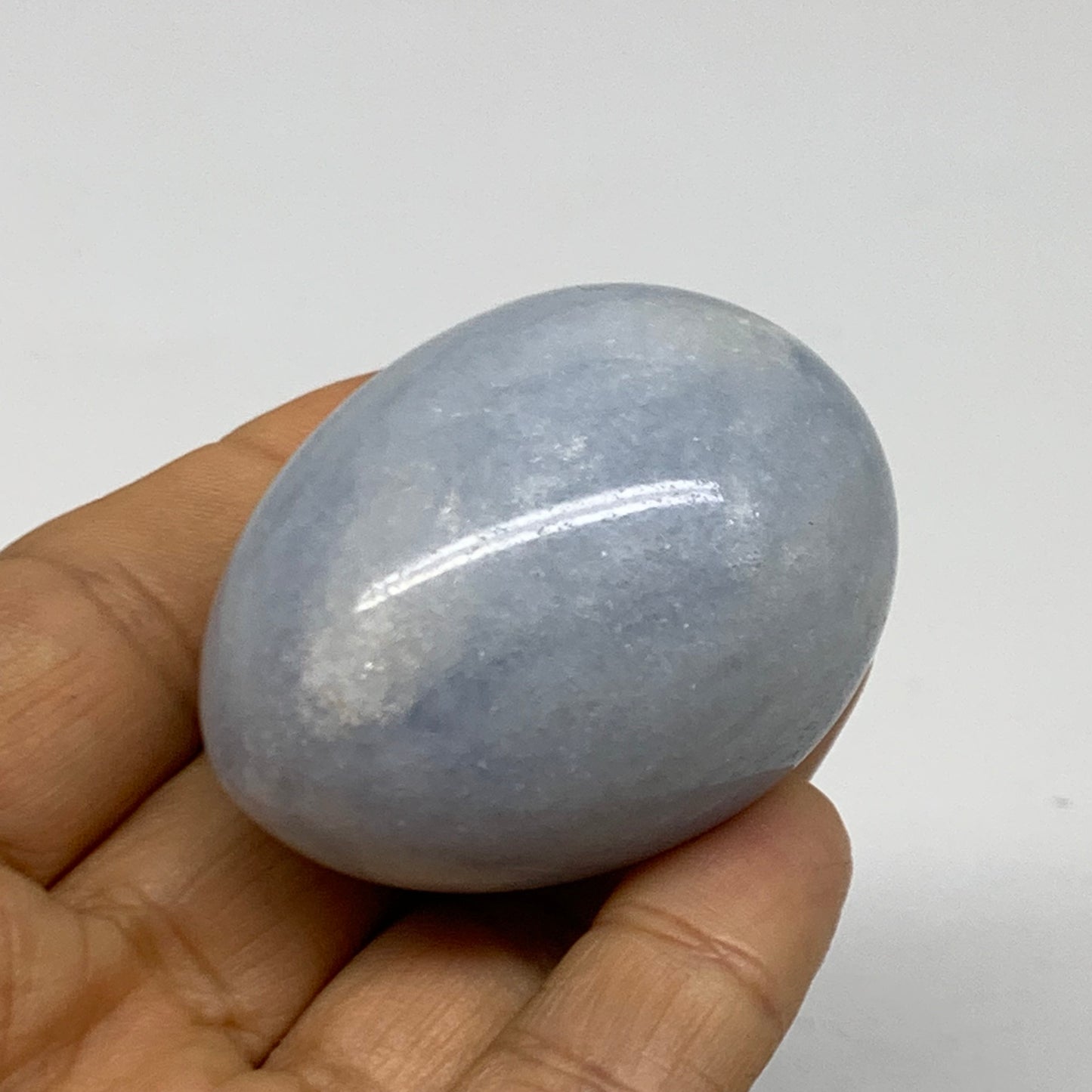 99.9g, 2"x1.4", Natural Blue Calcite Egg Polished Crystal @Madagascar, B38413