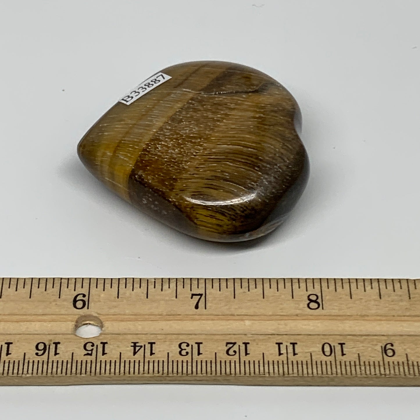 84.7g, 2.1"x2.1"x0.8", Tiger's Eye Heart Polished Healing Crystal @India, B33887