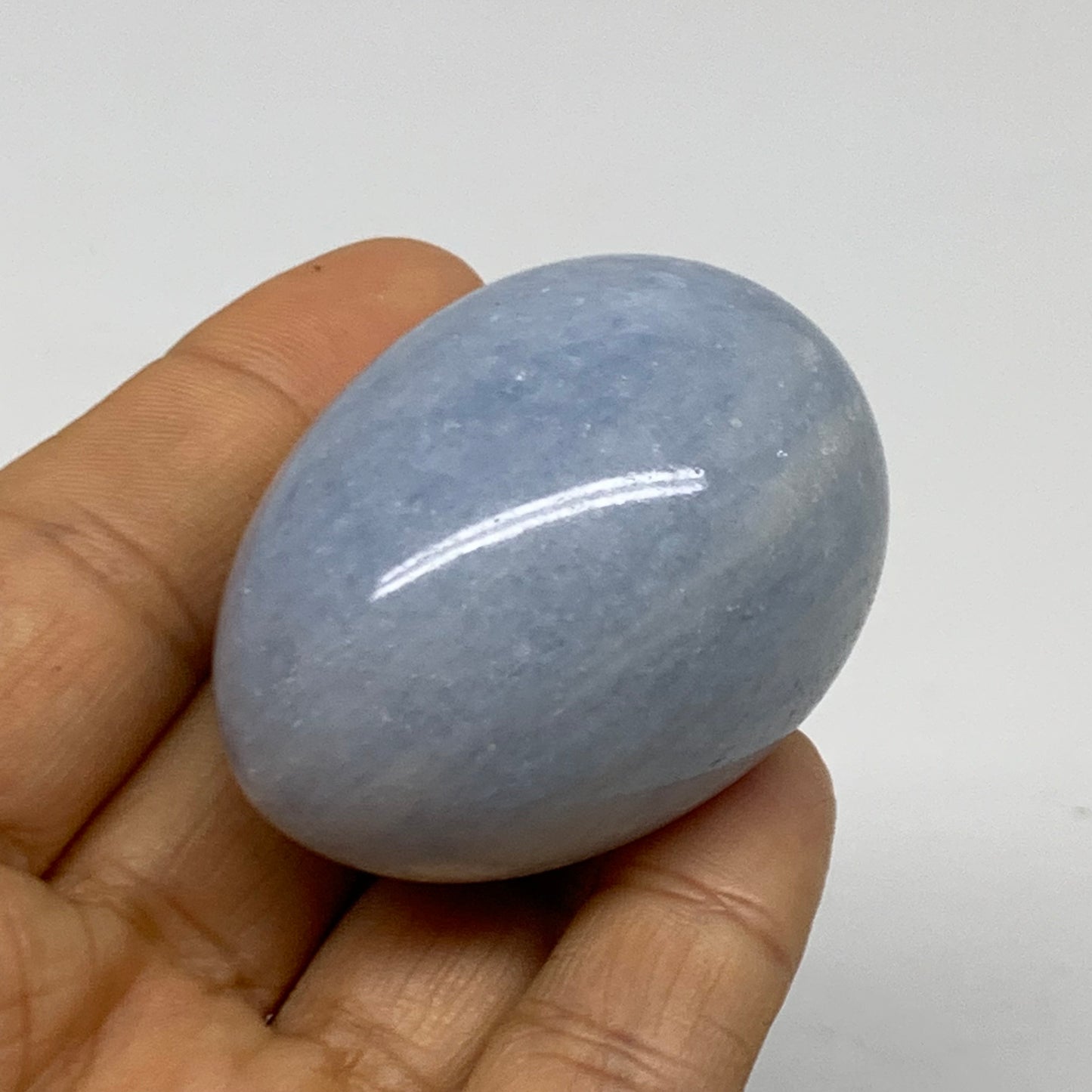99.9g, 2"x1.4", Natural Blue Calcite Egg Polished Crystal @Madagascar, B38413