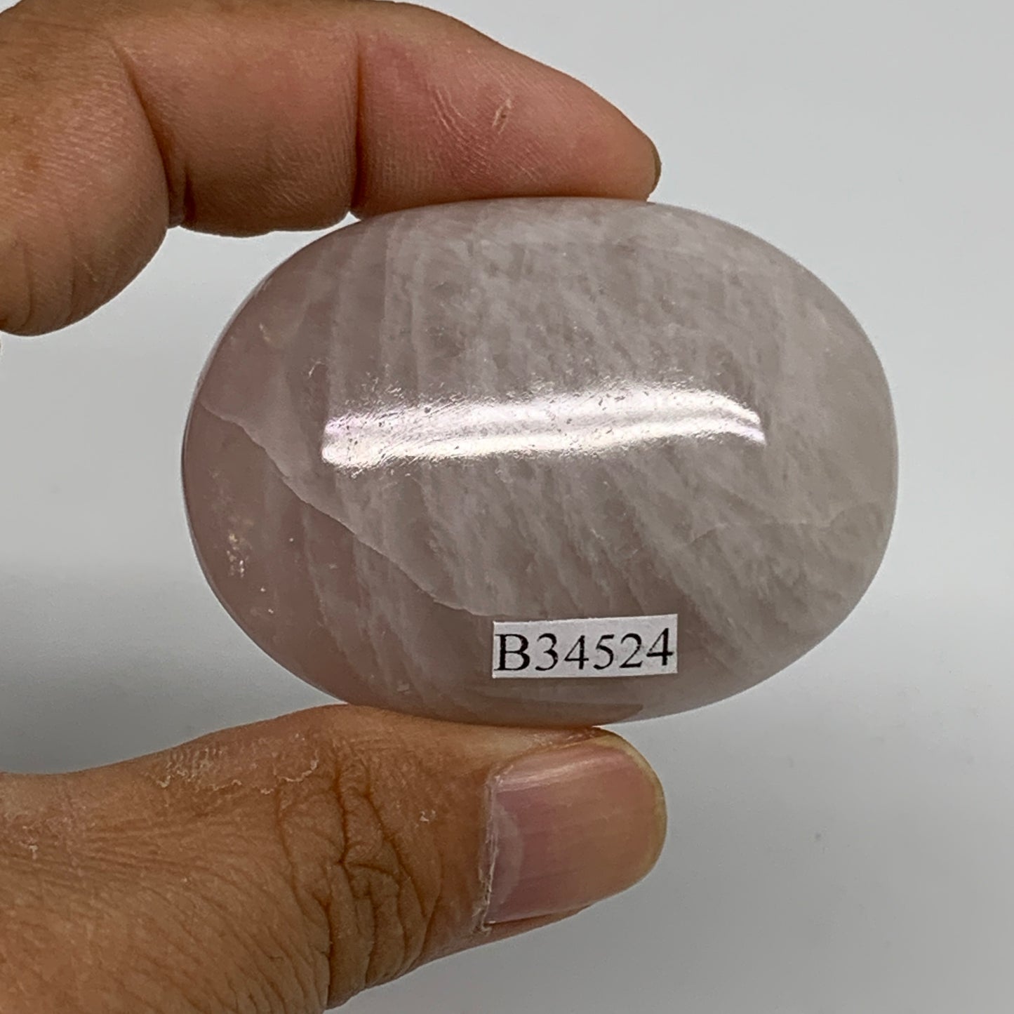 77.5g , 2.1"x1.6"x1", Natural Pink Rose Quartz Palm-stone Crystal, B34524
