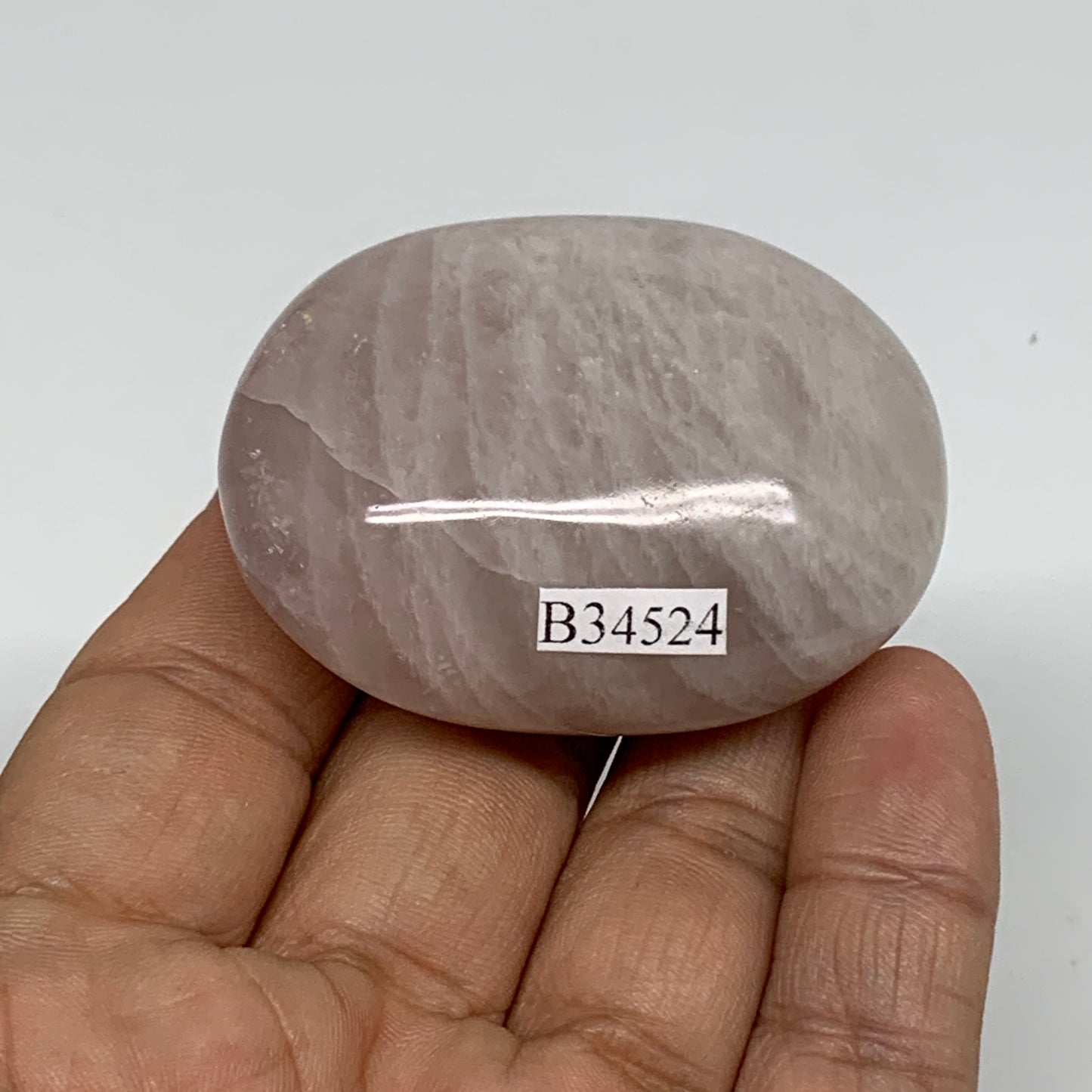 77.5g , 2.1"x1.6"x1", Natural Pink Rose Quartz Palm-stone Crystal, B34524