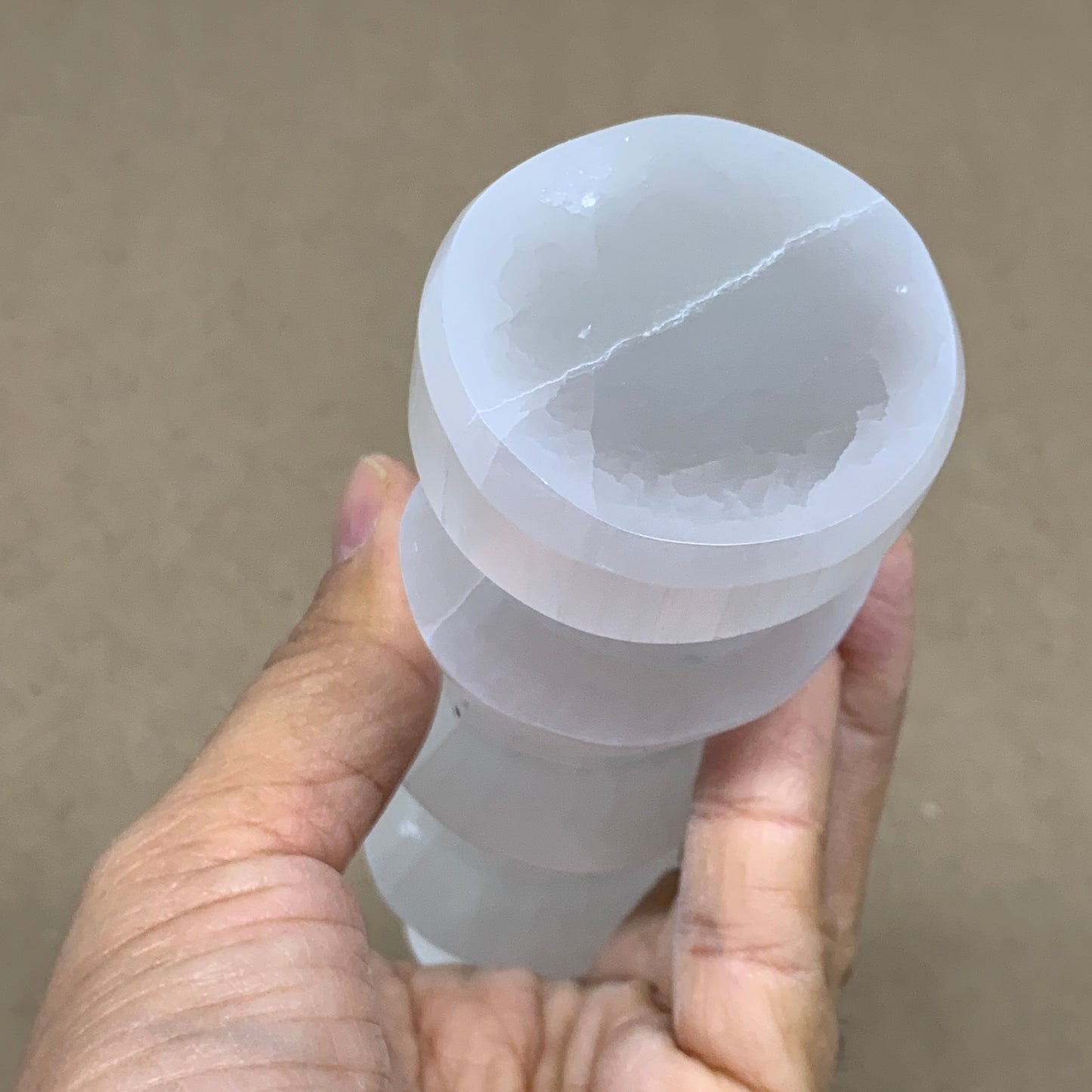 1 lbs.,7.25"x1.9", Selenite Spiral Crystal Tower Wand Point, B36640