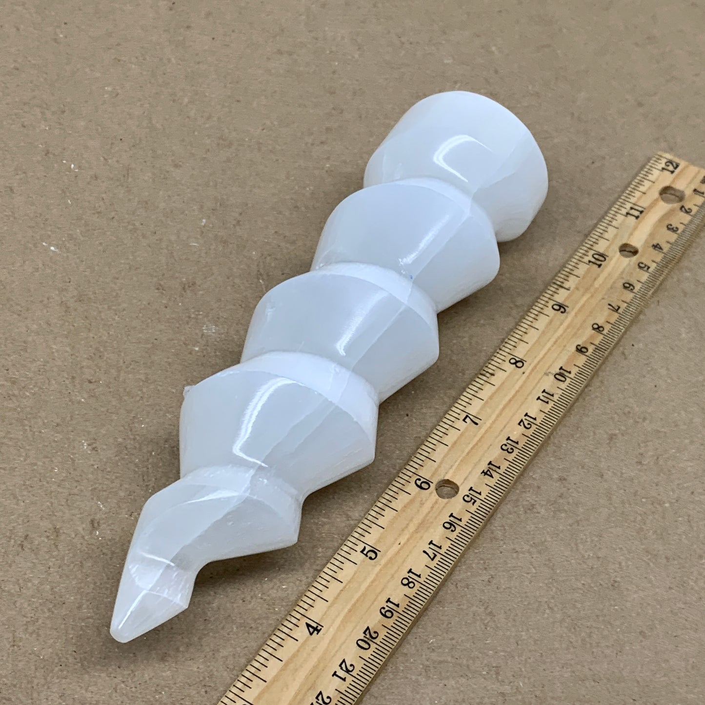 1 lbs.,7.25"x1.9", Selenite Spiral Crystal Tower Wand Point, B36640