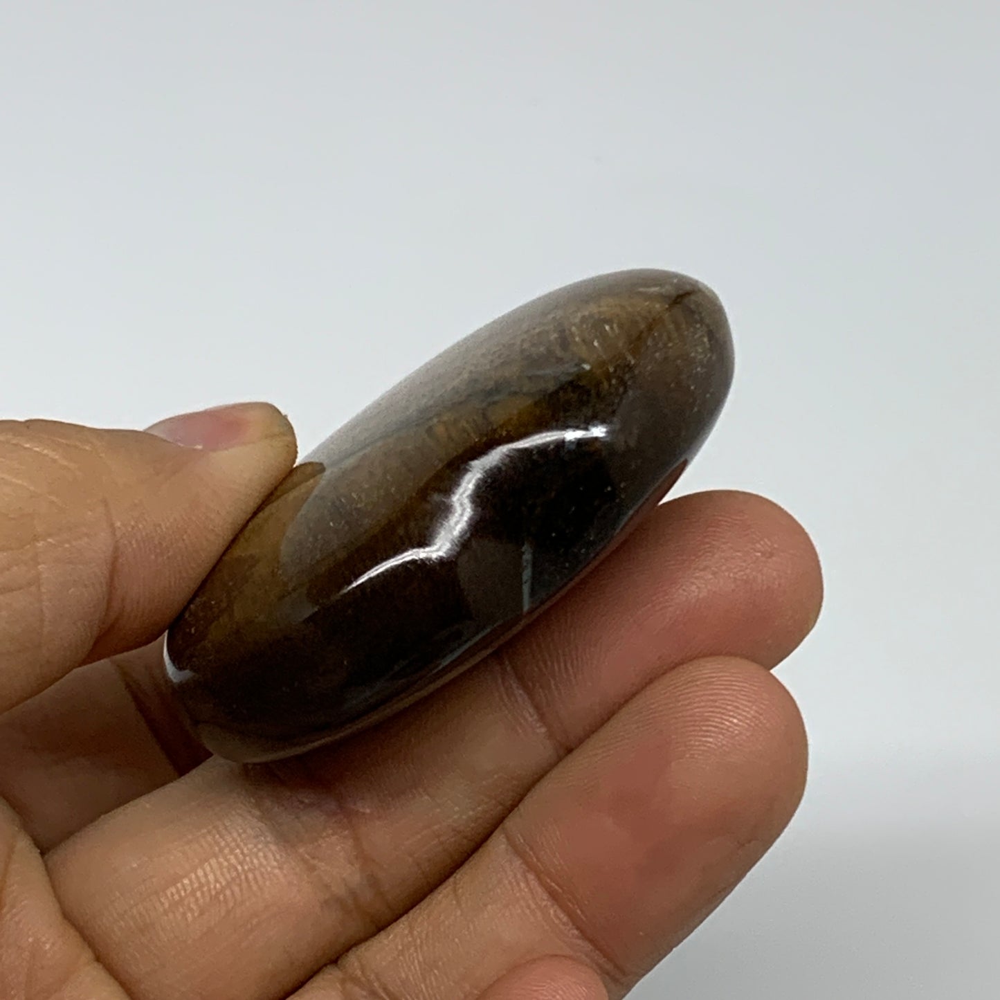 70g, 2"x2.1"x0.7", Tiger's Eye Heart Polished Healing Crystal @India, B33888