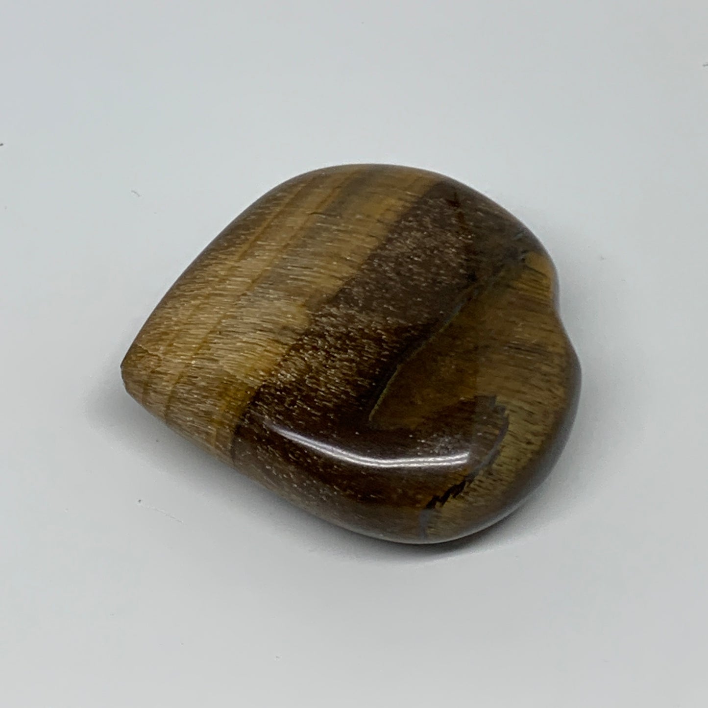 70g, 2"x2.1"x0.7", Tiger's Eye Heart Polished Healing Crystal @India, B33888