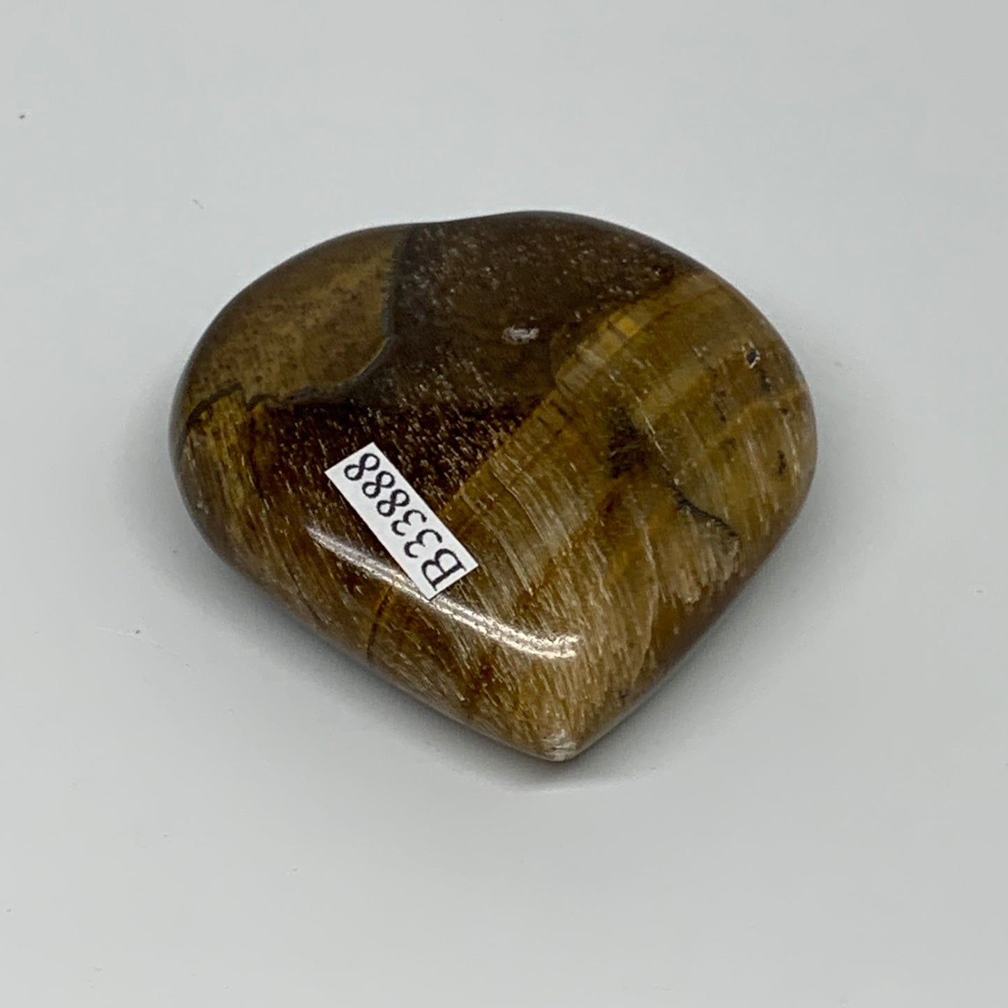 70g, 2"x2.1"x0.7", Tiger's Eye Heart Polished Healing Crystal @India, B33888