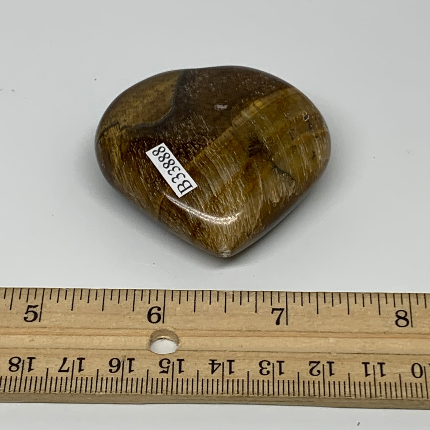 70g, 2"x2.1"x0.7", Tiger's Eye Heart Polished Healing Crystal @India, B33888