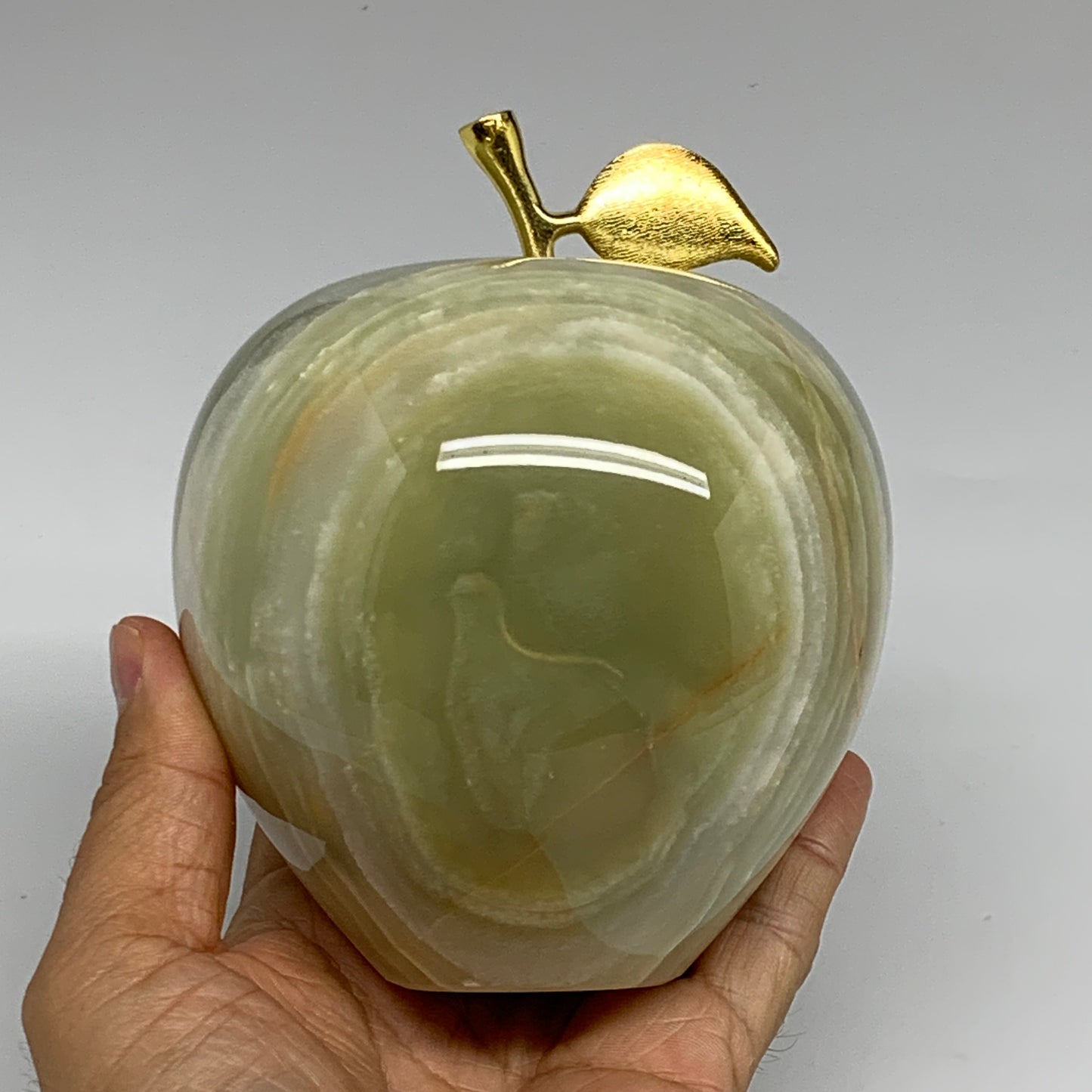 3.4 lbs, 3.9"x4" Natural Green Onyx Apple Gemstone @Afghanistan, B32515
