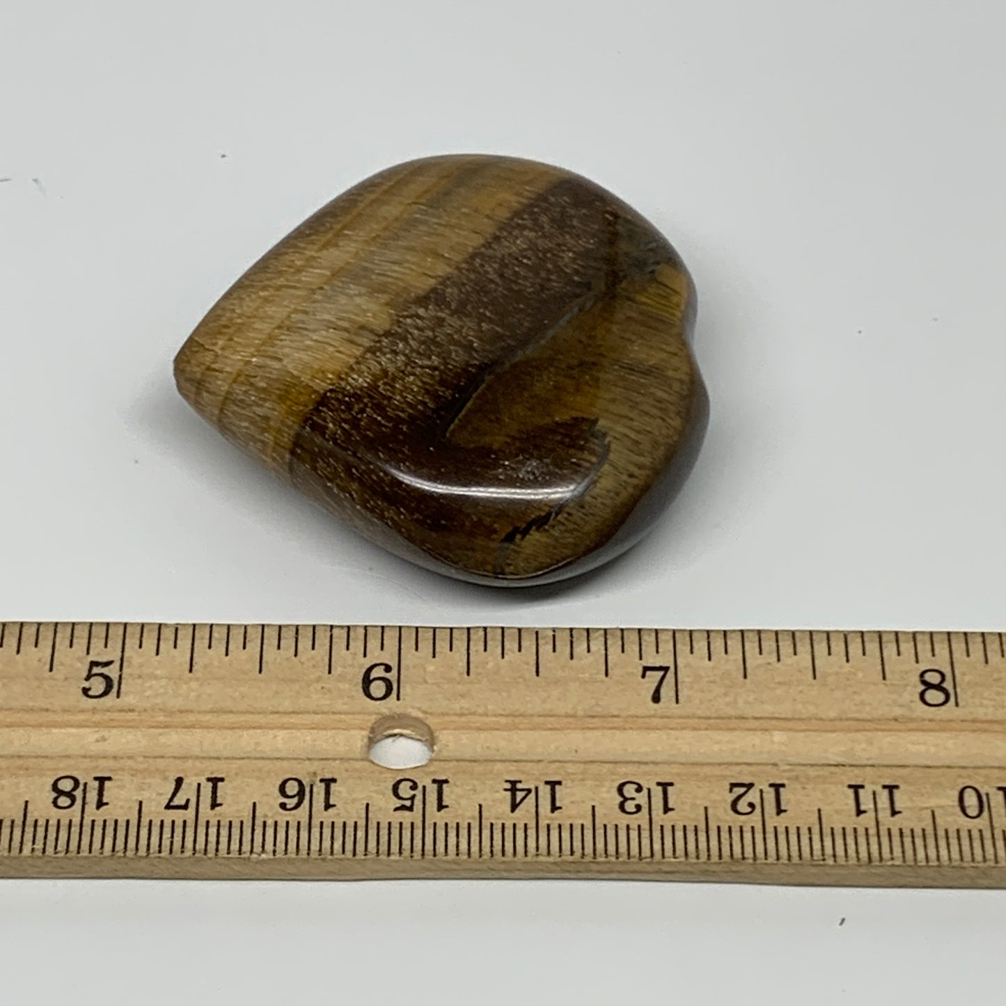 70g, 2"x2.1"x0.7", Tiger's Eye Heart Polished Healing Crystal @India, B33888