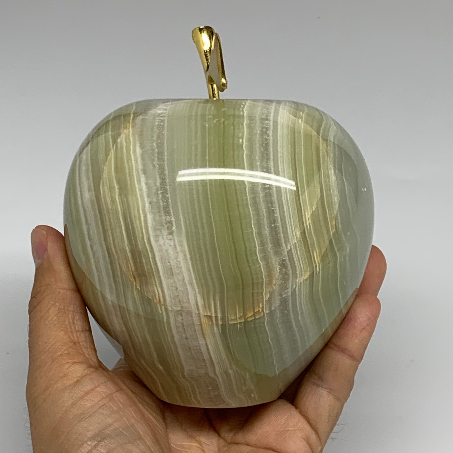 3.4 lbs, 3.9"x4" Natural Green Onyx Apple Gemstone @Afghanistan, B32515