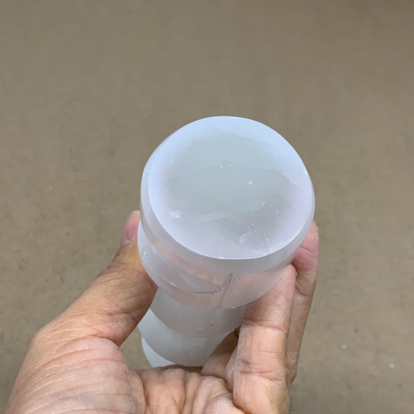 0.92 lbs.,7.25"x1.9", Selenite Spiral Crystal Tower Wand Point, B36641