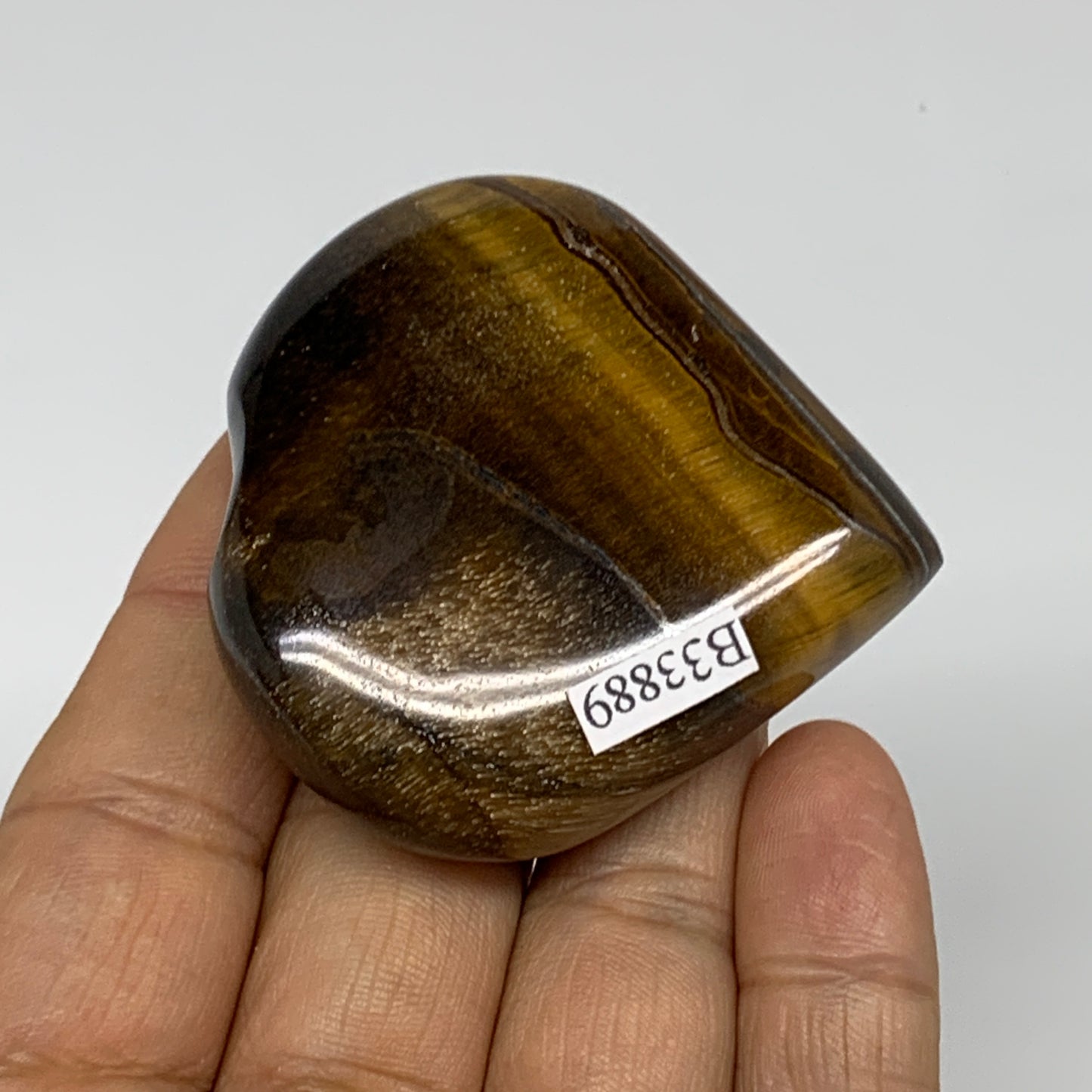 81g, 2.1"x2.1"x0.7", Tiger's Eye Heart Polished Healing Crystal @India, B33889