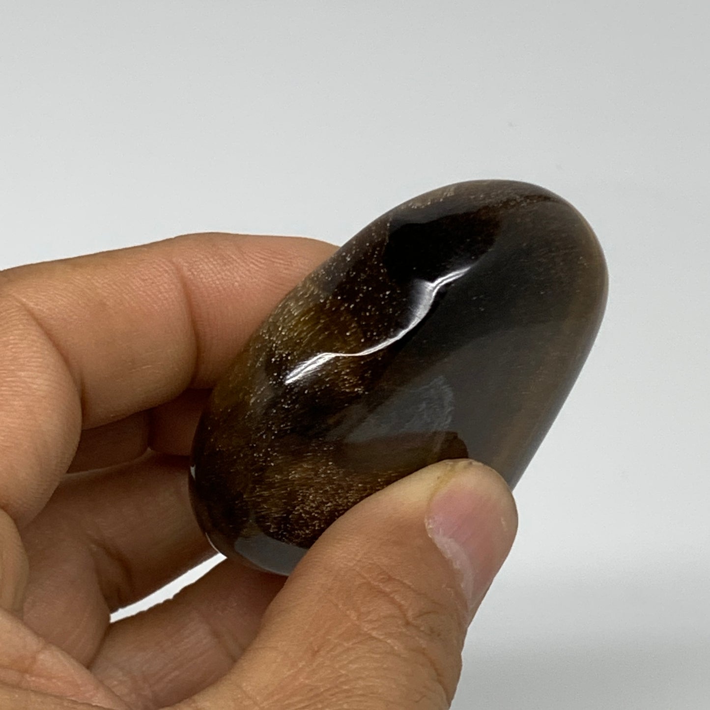 81g, 2.1"x2.1"x0.7", Tiger's Eye Heart Polished Healing Crystal @India, B33889